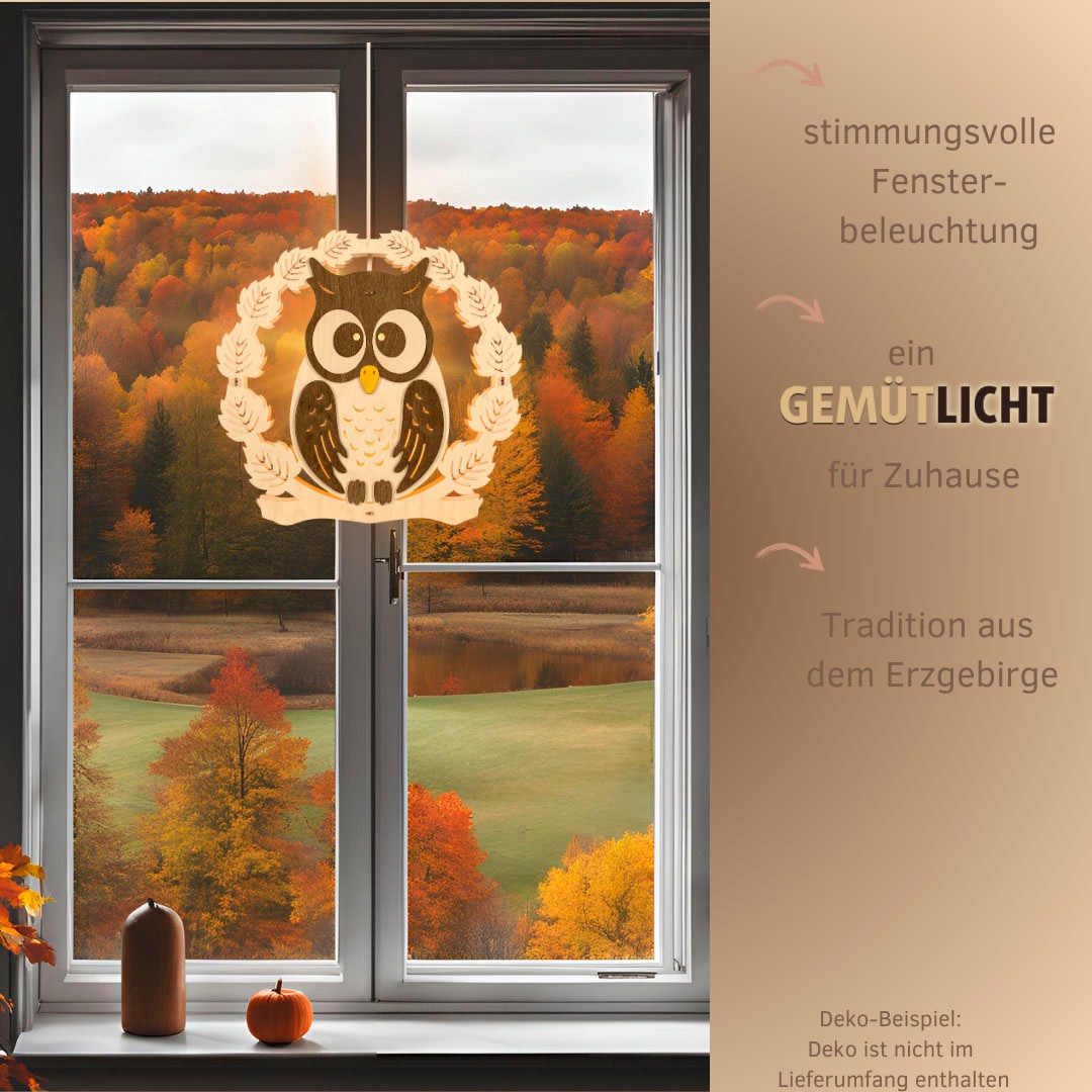 Weigla Beleuchtetes Fensterbild, Erzgebirge garantiert, Herbstdeko Innen, Fensterbeleuchtung