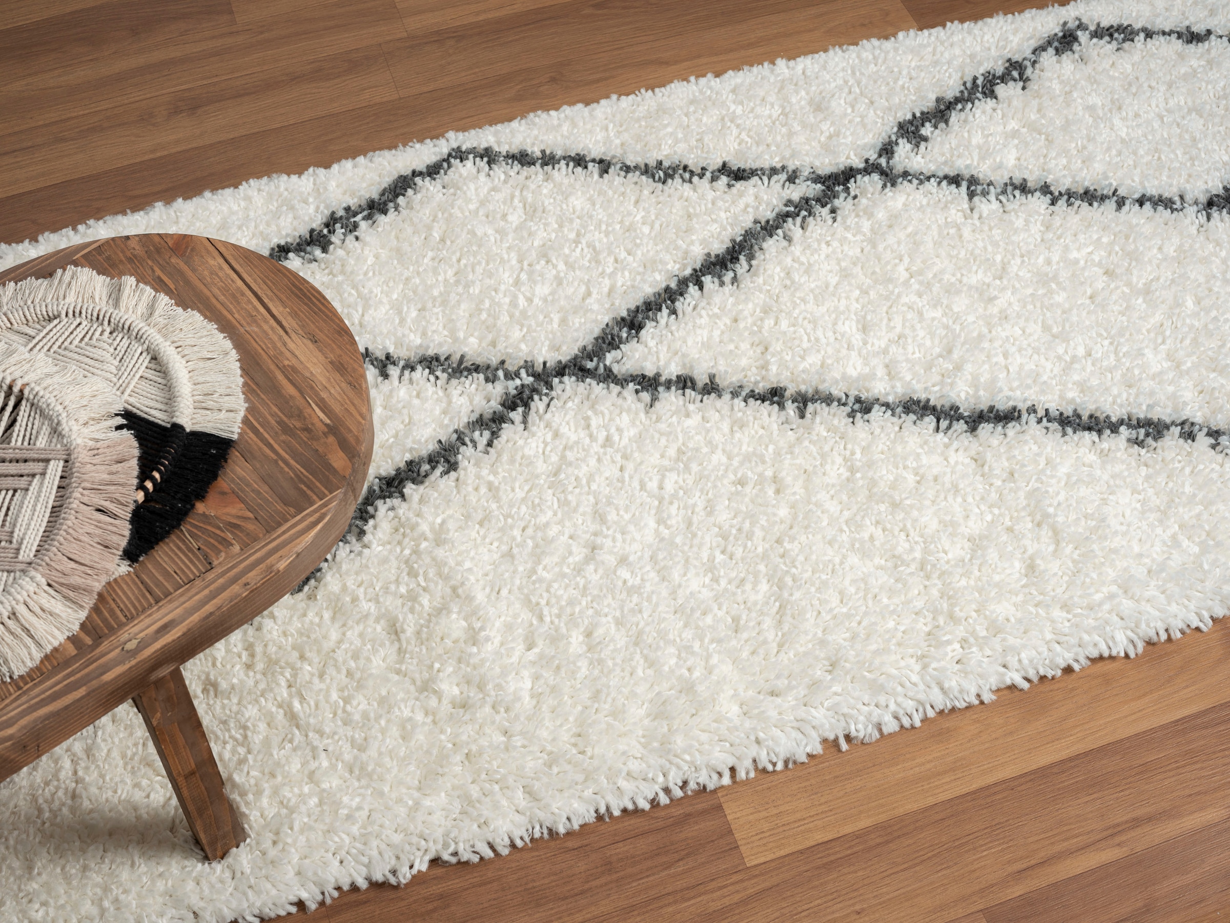 Myflair Möbel & Accessoires Hochflor-Läufer »My Shaggy Raute«, rechteckig, 37 mm Höhe, Shaggy, Scandi Rauten Design, leicht glänzend, extra flauschig