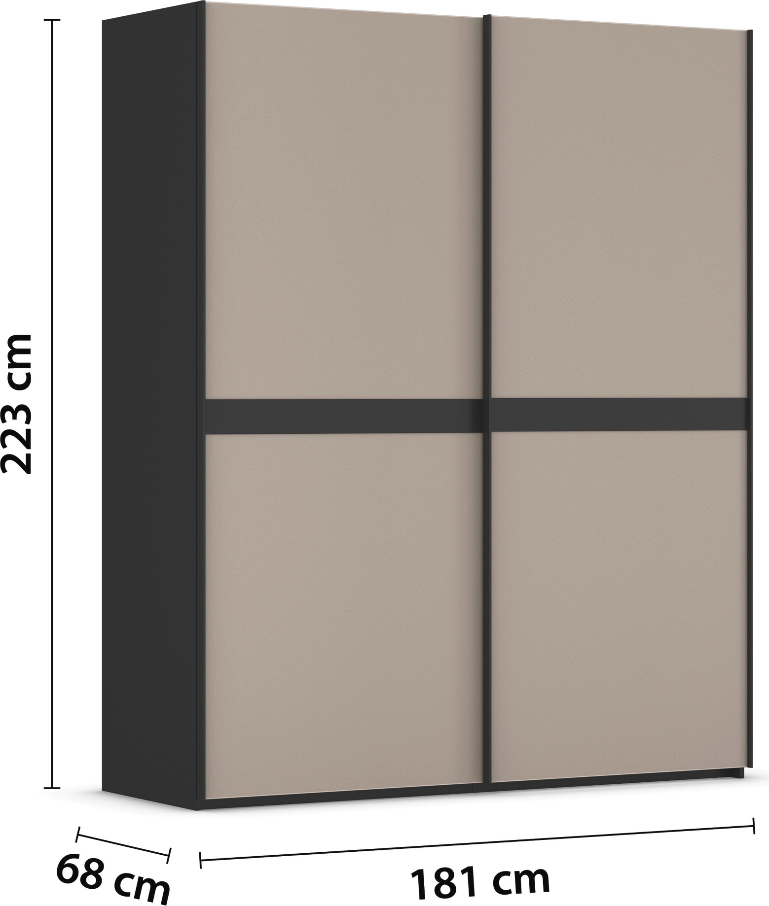 rauch Schwebetürenschrank »Kleiderschrank Schrank Garderobe Schlafzimmerschrank SCALE-LINE«, edle Optik mit Bauchbinde in Korpusfarbe mit Glasfront MADE IN GERMANY