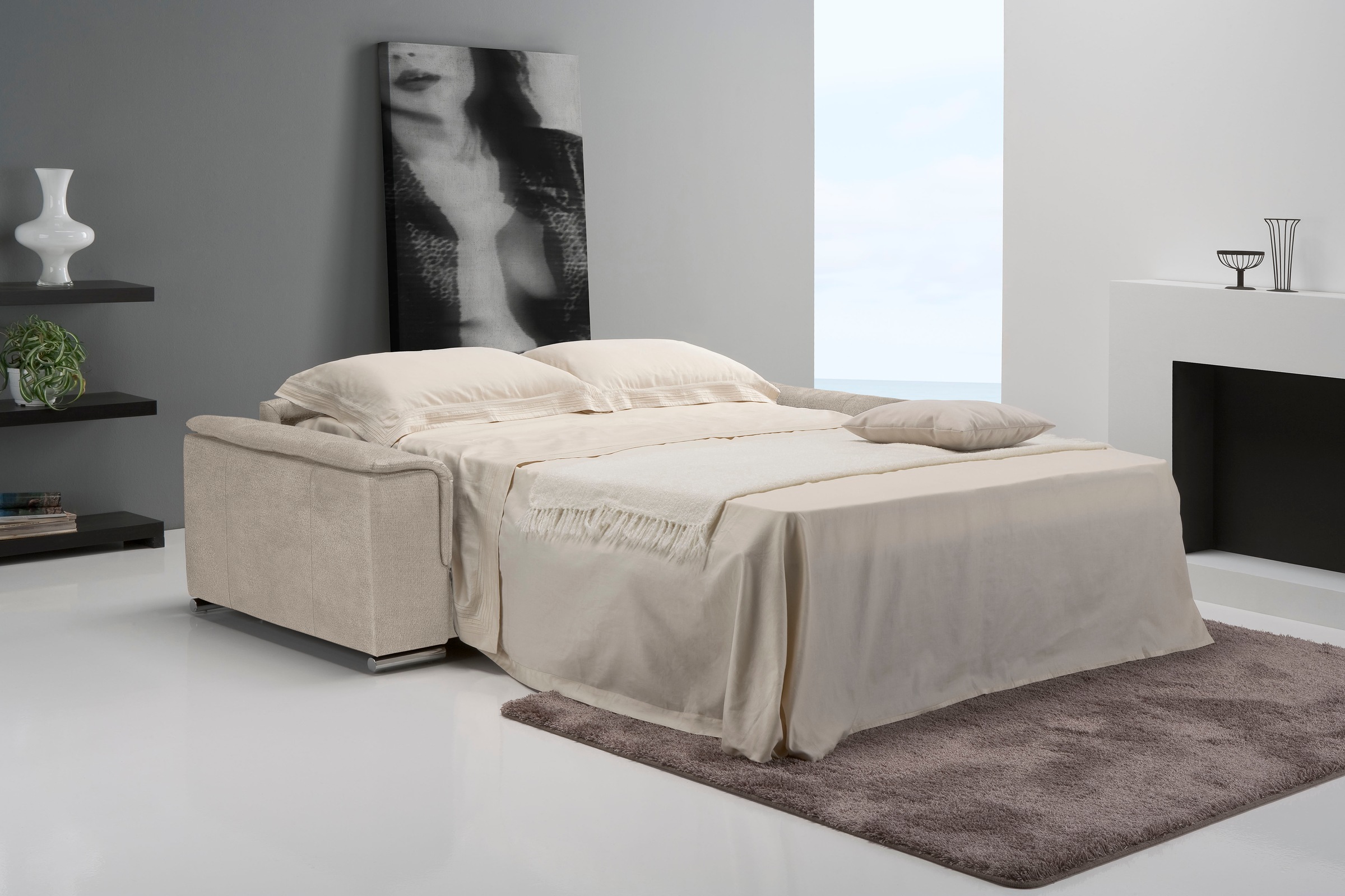 Egoitaliano Schlafsofa »Cecilia, modern & elegant, erstklassiger Sitzkomfort, Dauerschläfer«, inkl. Matratze und hochwertigem Metallbettrahmen, toller Schlafkomfort