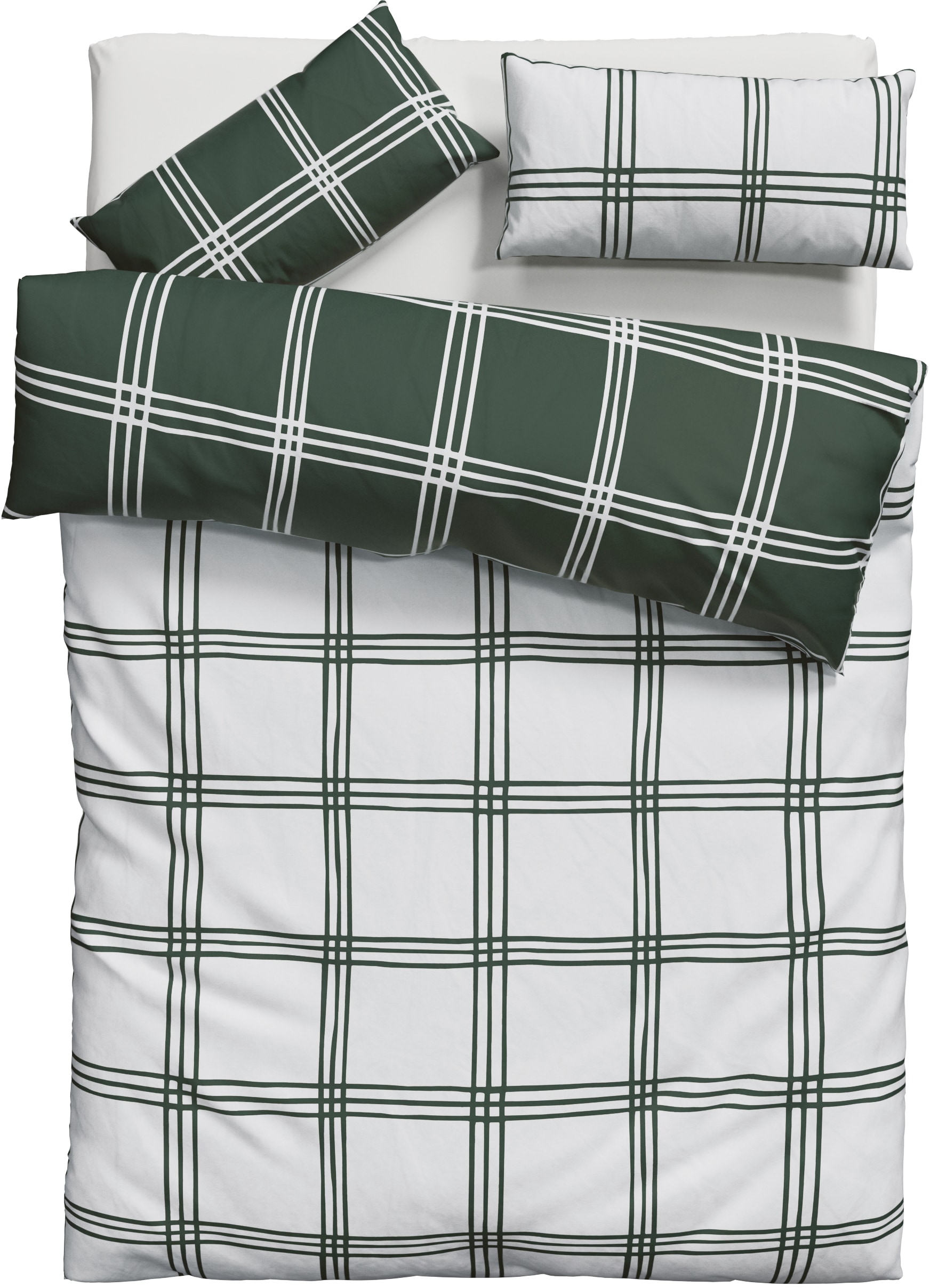my home Wendebettwäsche »Karo« 2 Stk. tlg. karierte Bettwäsche aus Baumwolle, Bettwäsche mit Wendeoptik