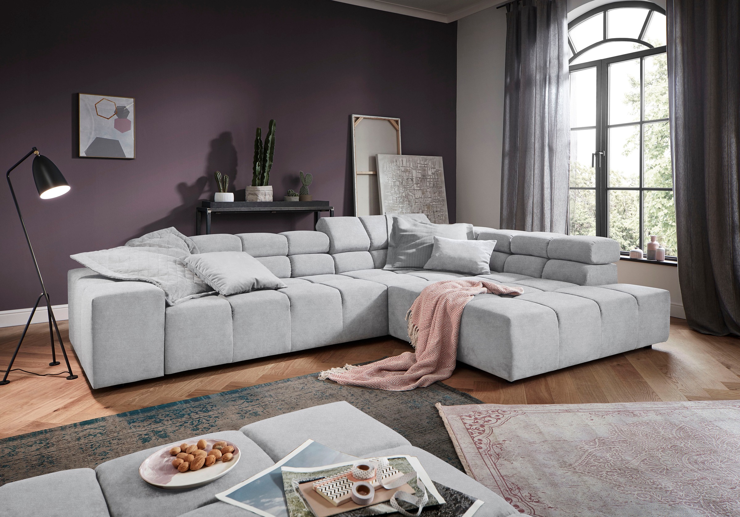 INOSIGN Ecksofa »Ancona incl. Kopfteilverstellung, OTTOs Choice, Breite 319cm, L-Form«, wahlweise motorische Sitztiefenverstellung, auch in Cord + Easy Care