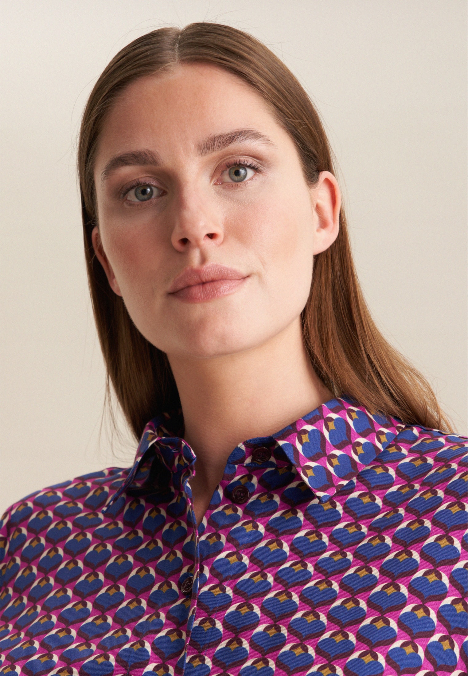 seidensticker Hemdbluse »Schwarze Rose« 1/1 Kragen Druck