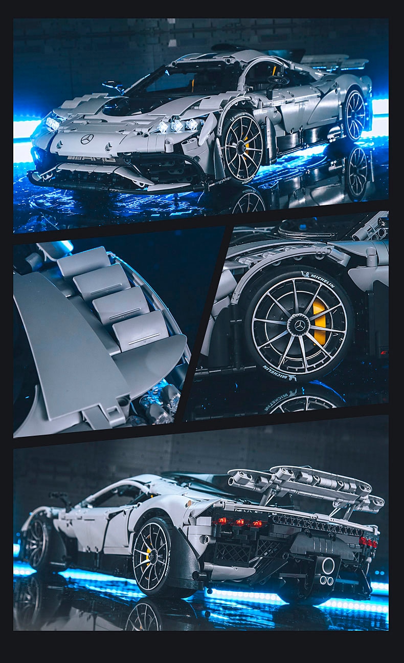 Jamara RC-Auto »CaDA, Mercedes-AMG ONE 1:8 grau 2,4GHz Bricks«, (3295 tlg.), mit LED Licht