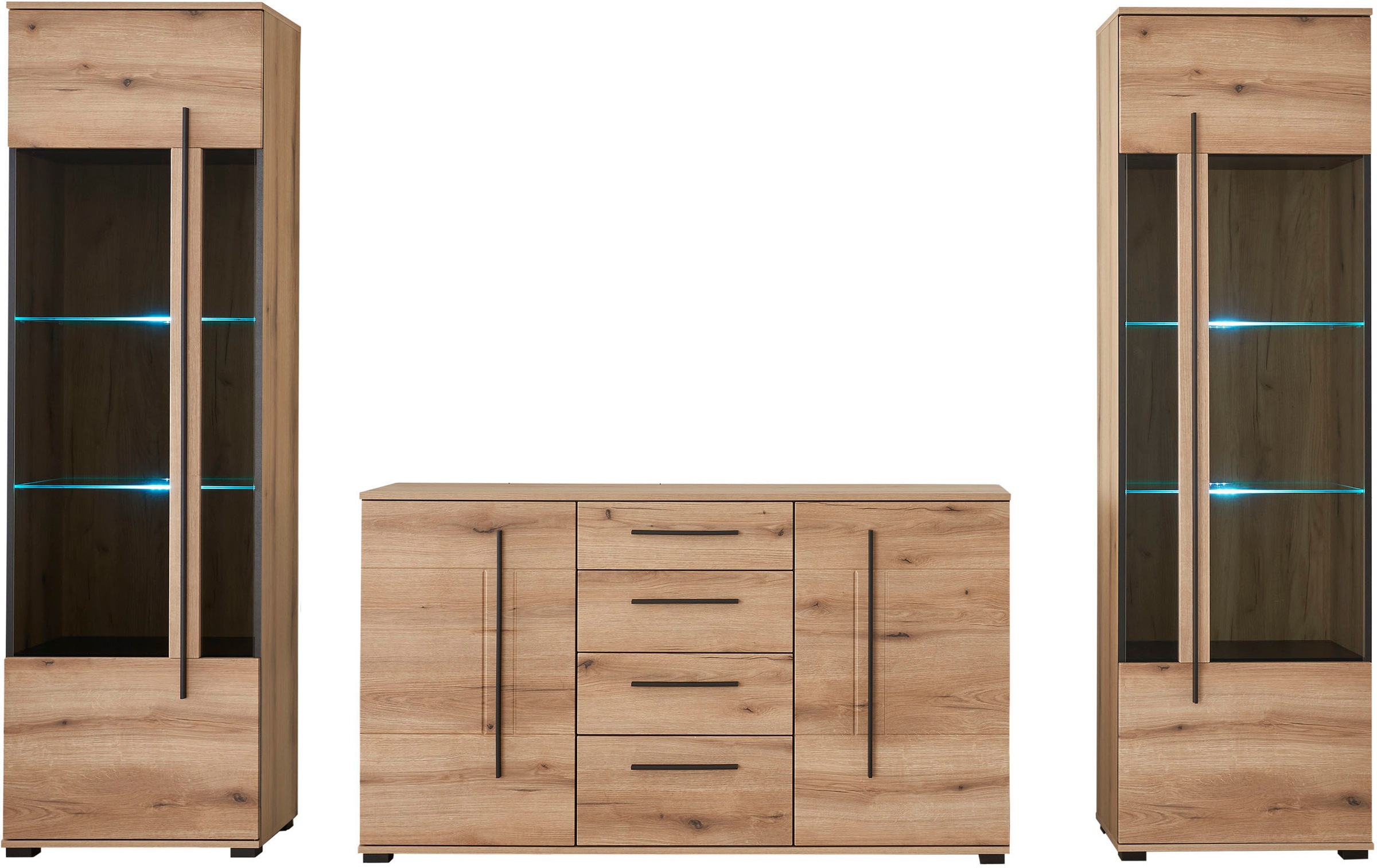 INOSIGN Wohnwand »Cantara, moderne Anbauwand, Wohnzimmer-Set, in Eiche Evok günstig online kaufen