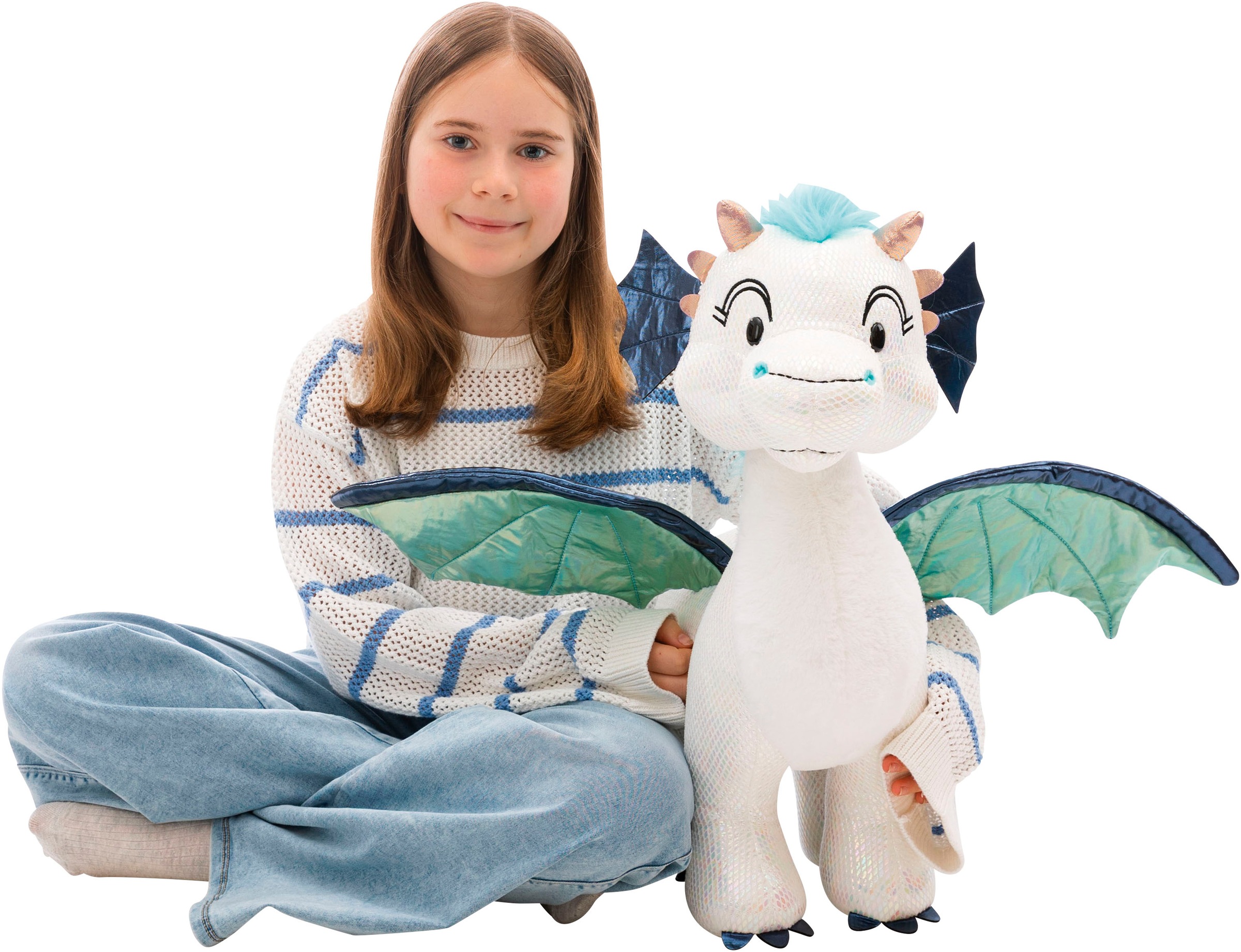 Nici Kuscheltier »Winter, Drache Zafura, 50 cm stehend«, sitzend; enthält recyceltes Material