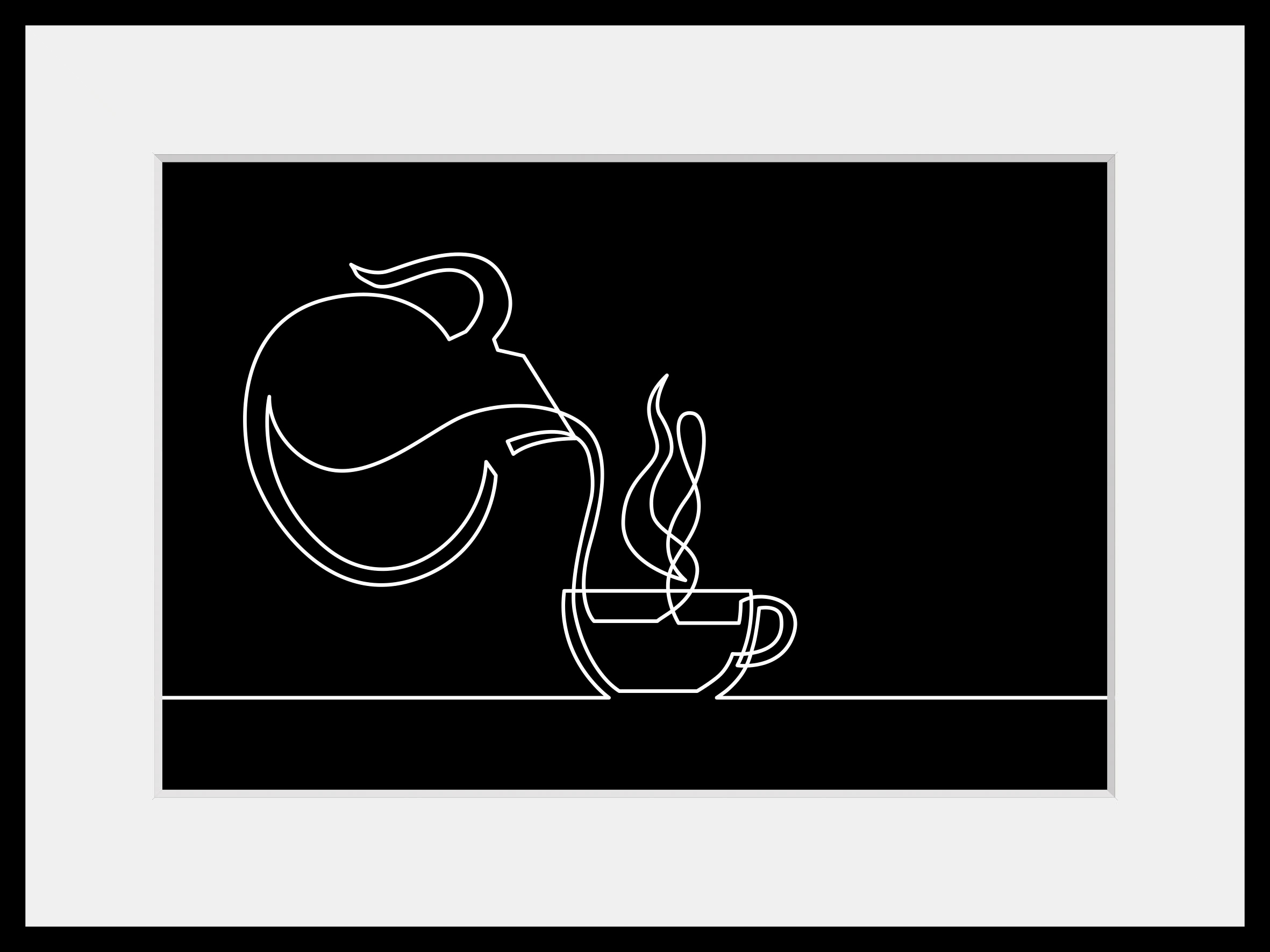 queence Bild »TEA TIME« Kaffee | Kaffee Bilder | Kunst | Schwarz-Weiß 1 Stk. tlg. HD Premium Poster-Druck inkl. Holzrahmen