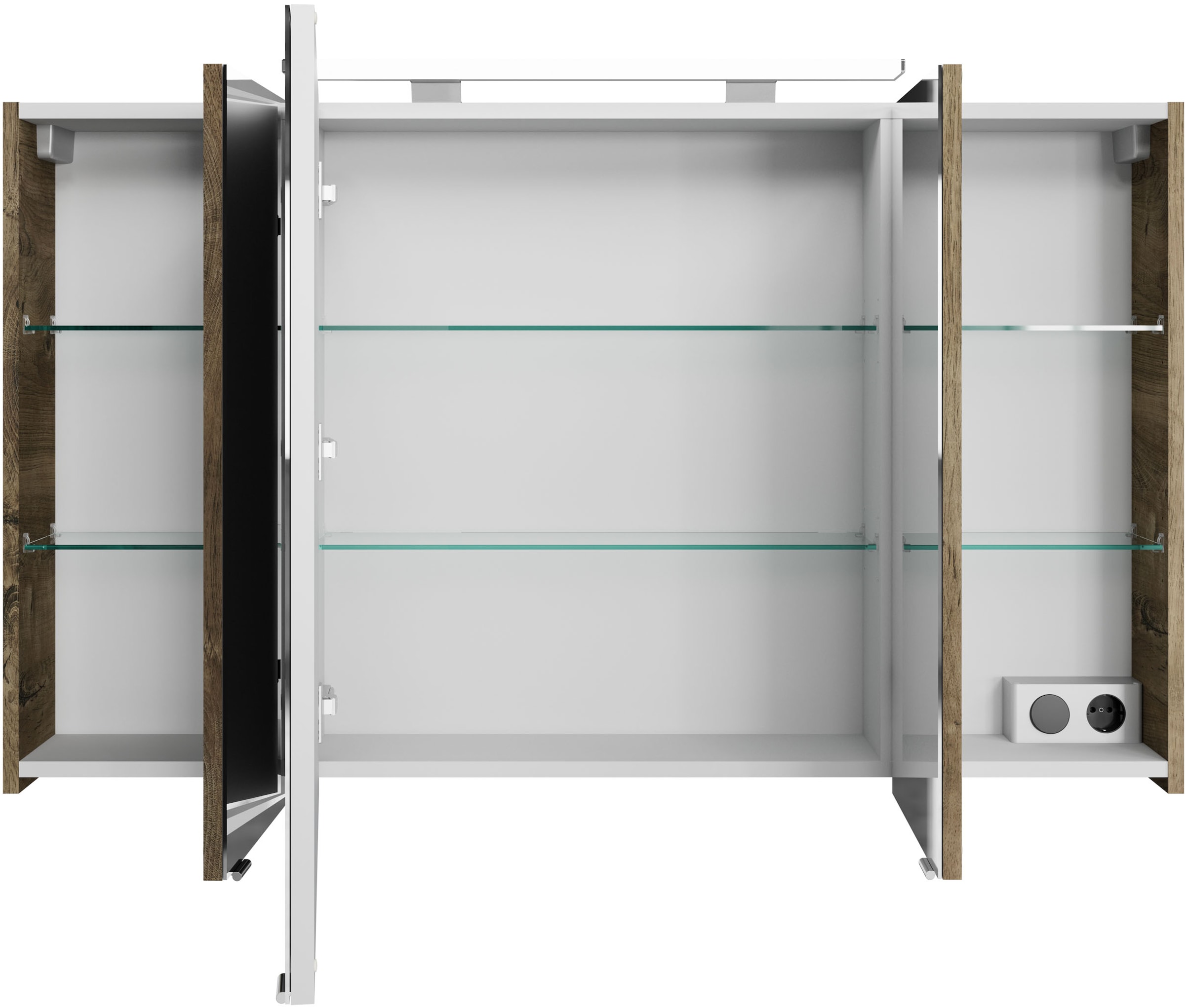 Saphir Badmöbel-Set »Serie 4010 4-teilig Keramik-Waschtisch mit LED-Spiegelschrank«, (Set), Badezimmer Set mit Unterschrank, Hängeschrank, inkl. Türdämpfer