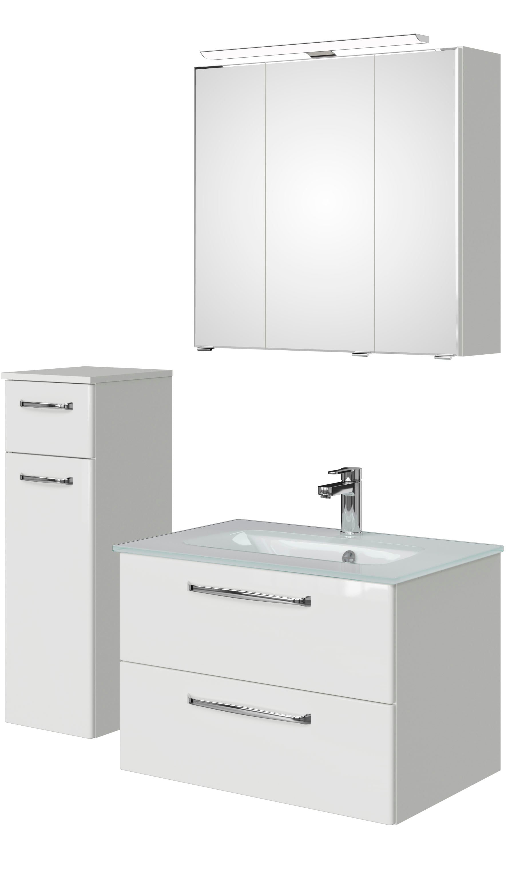 Saphir Badmöbel-Set »Badmöbel-Set Trentino 3-teilig Glas-Waschtisch mit LED günstig online kaufen