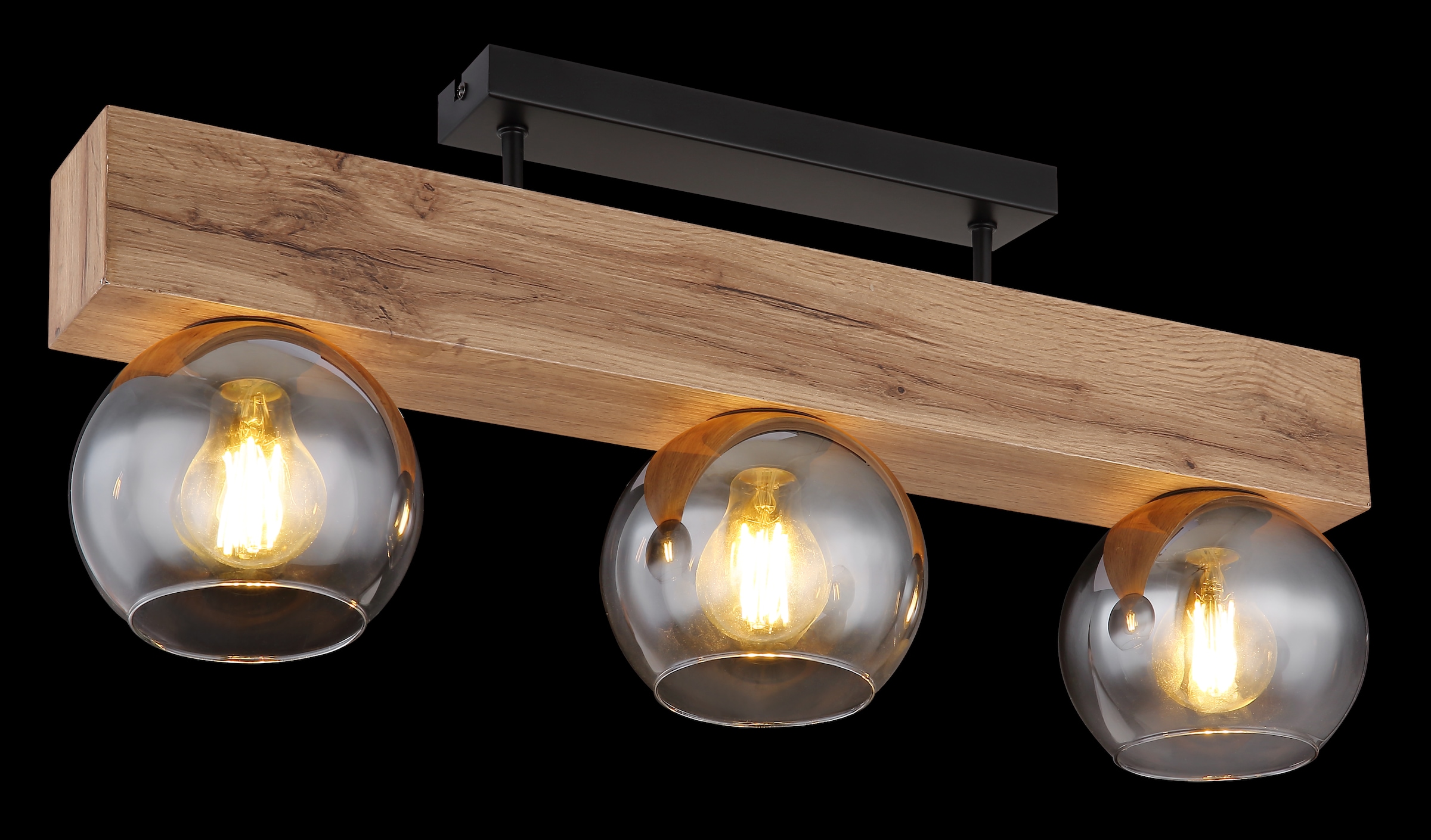 GLOBO LIGHTING Deckenleuchte »MOITAS«, Leuchtmittel E27 | ohne Leuchtmittel, Deckenlampe/Kugeln/Glas/Holz/Wohnzimmer/Glas rauchfarben