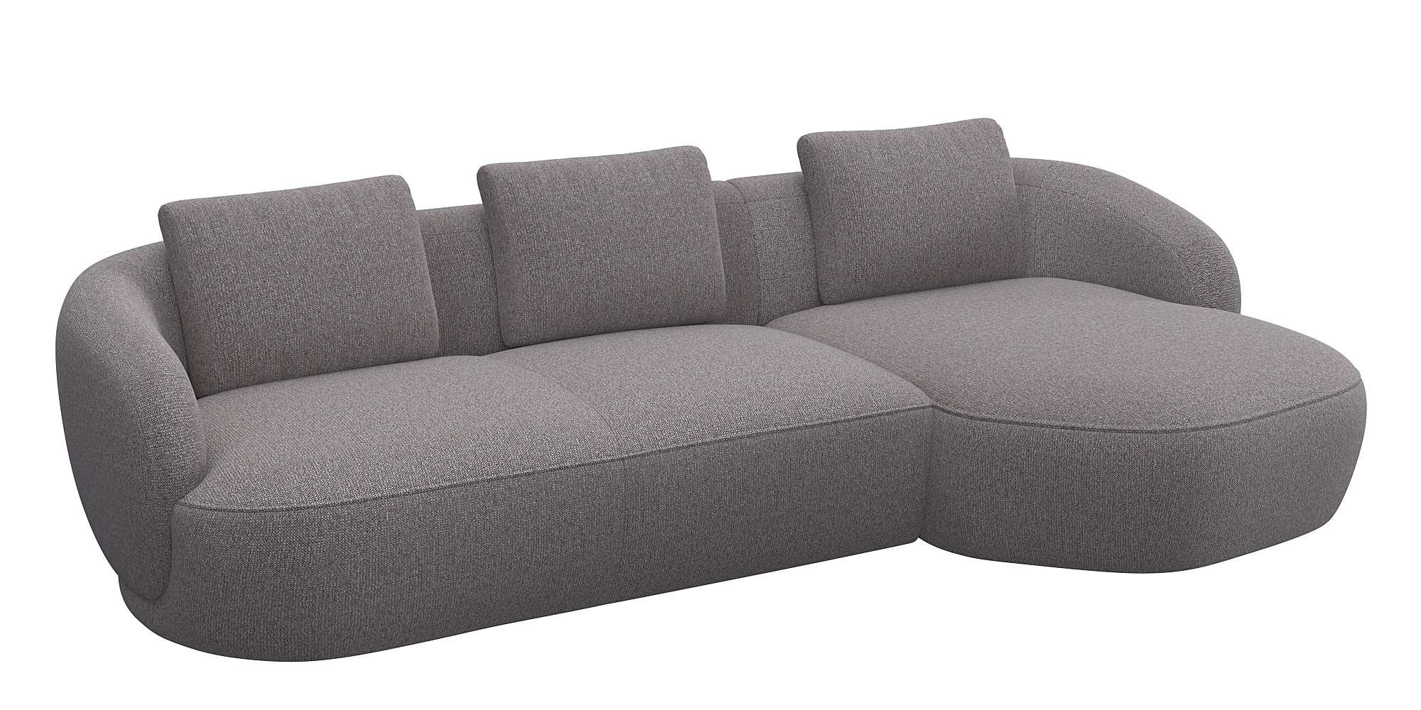 FLEXLUX Wohnlandschaft »Torino, rund, L-Form, Sofa-Ecke mit Recamiere, Longchair-Sofa«, Modernes, organisches Sofa-Design, Kaltschaum, Wellenunterfederung