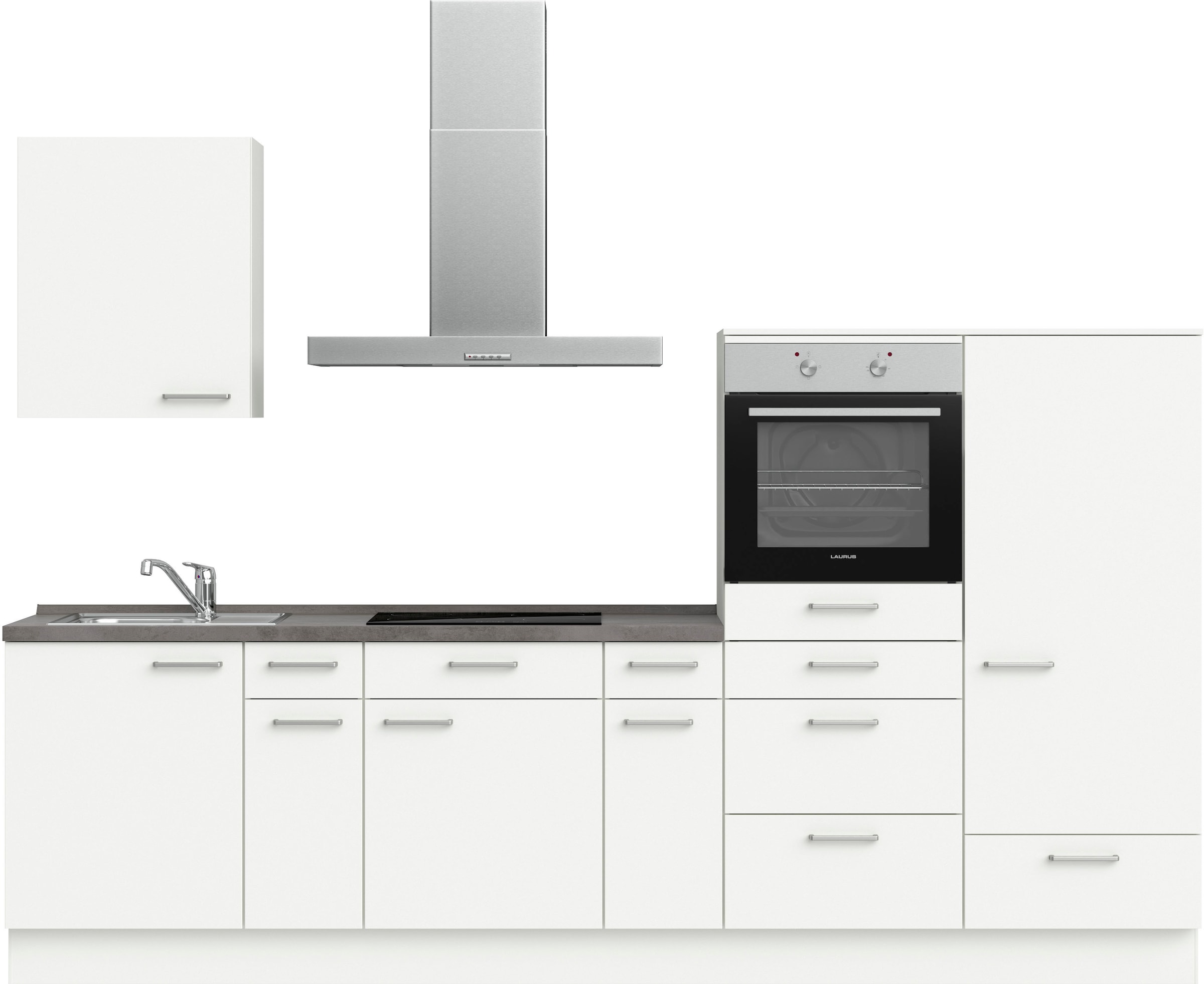 nobilia® Küchenzeile »"Touch I", NEU: individuell anpassbar mit gratis Profi-Beratung« vormontiert, Breite 300 cm, Ausrichtung wählbar, wahlw. mit E-Geräten