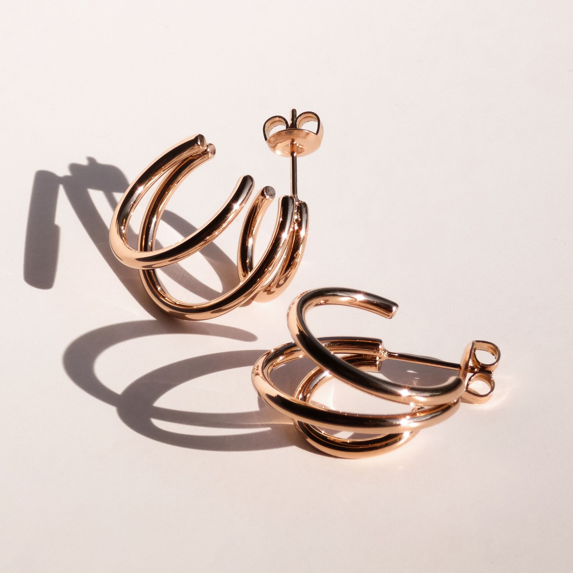 Echtzeit Paar Creolen »Schmuck Geschenk Edelstahl Ohrringe Modern Lines«