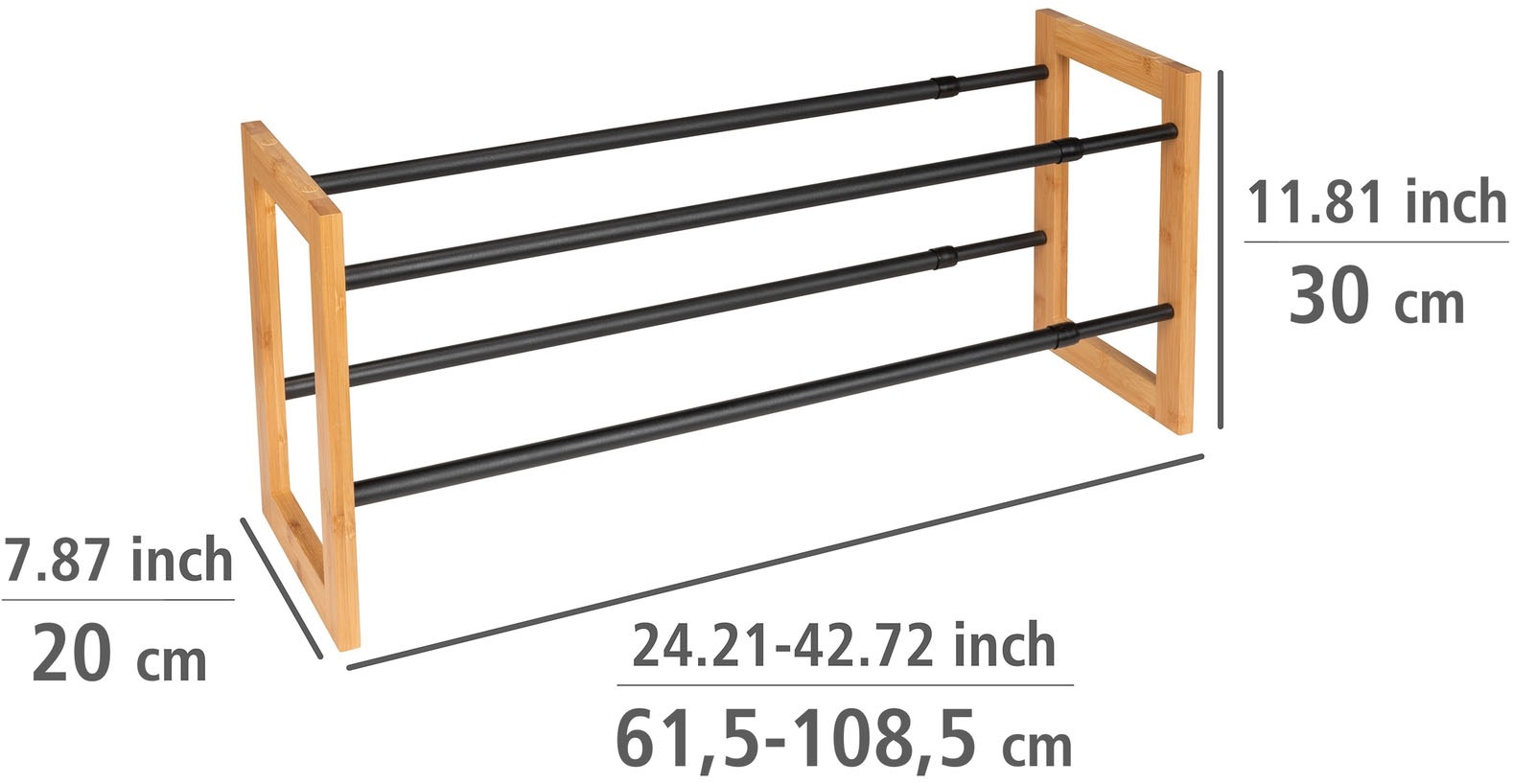 WENKO Schuhregal »Modell Ecori«, Schuhschrank mit 2 Ablagen, schmal, ausziehbar und stapelbar