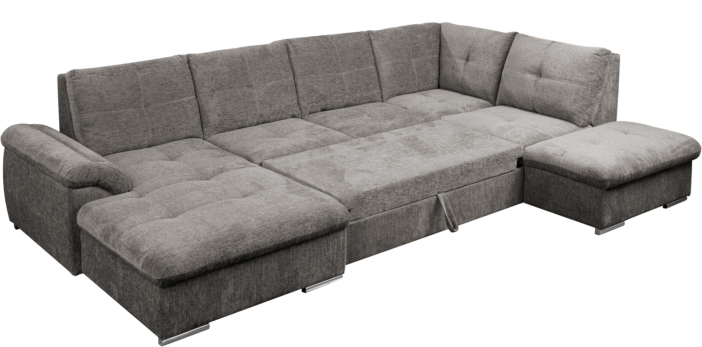 WERK2 Wohnlandschaft »Arena, B/T: 339/220 cm breit, moderner, einladender Sitzkomfort« mit Schlaffunktion und Bettkasten, U-Form