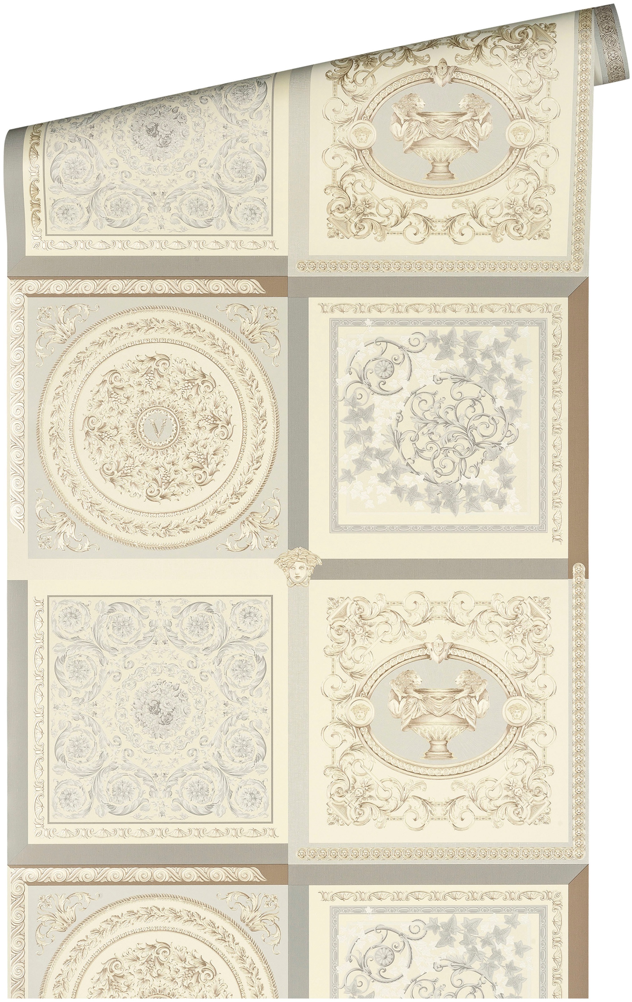 Versace Vliestapete »Wallpaper Versace 5 Design Patchwork«, leicht glänzend-gemustert-abstrakt, auffallende Fliesen-Tapete Tapeten Wohnzimmer Schlafzimmer Küche Optik