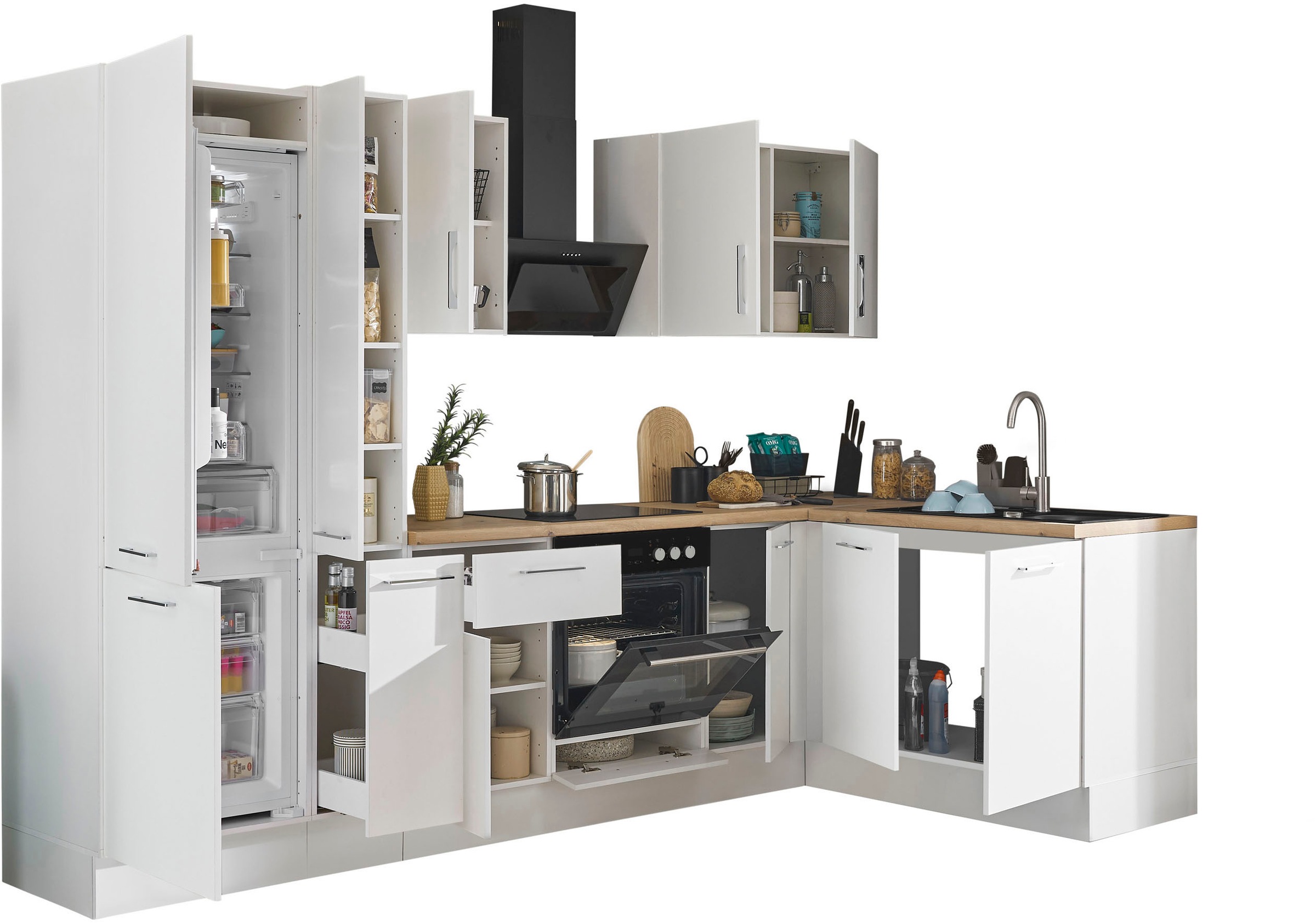 BASIC by Balculina Winkelküche »Turin«, Stellbreite 300x175 cm, wahlweise mit E-Geräten