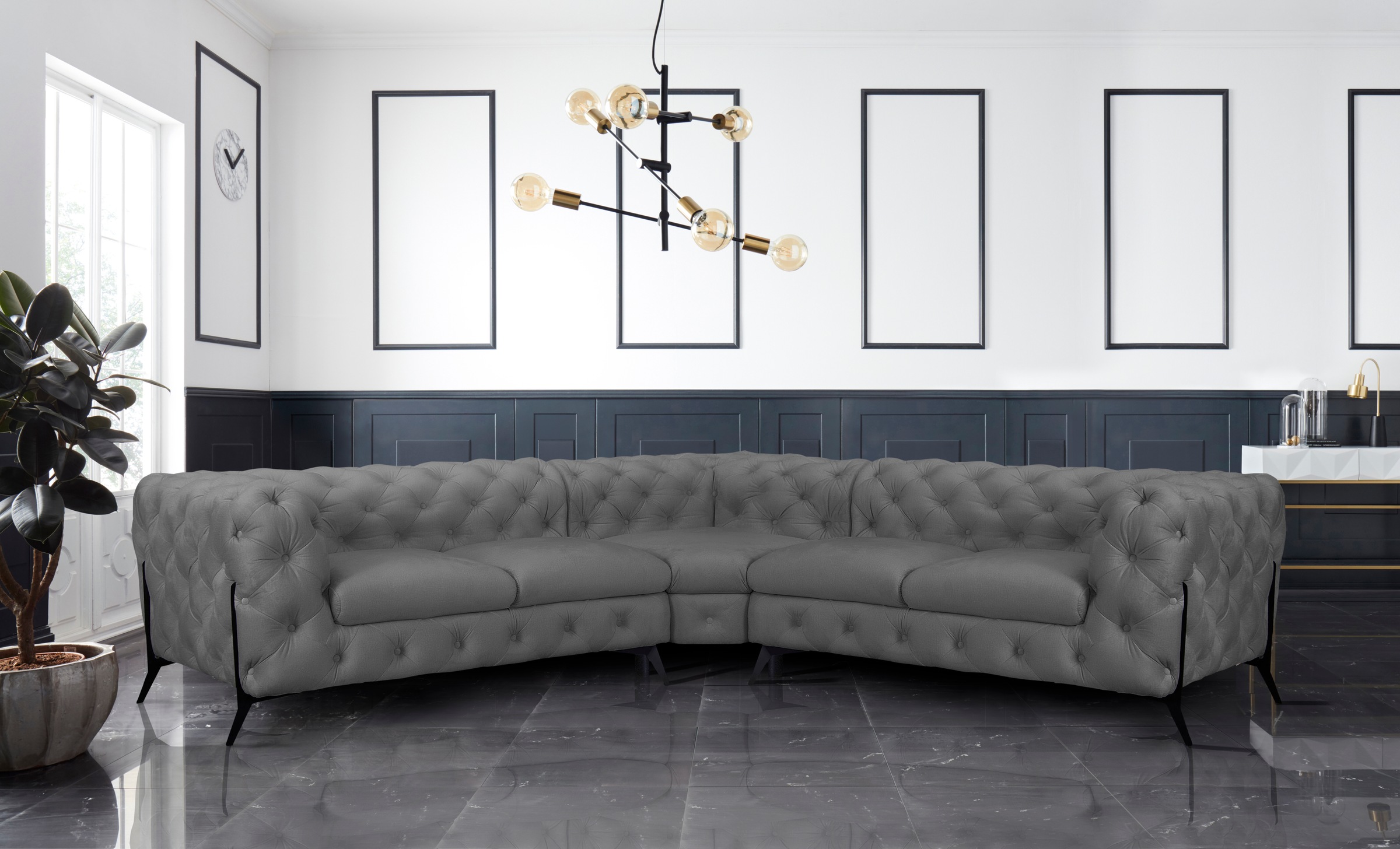 Leonique Chesterfield-Sofa »Amaury L-Form«, Chesterfield-Optik, Breite/Tief günstig online kaufen