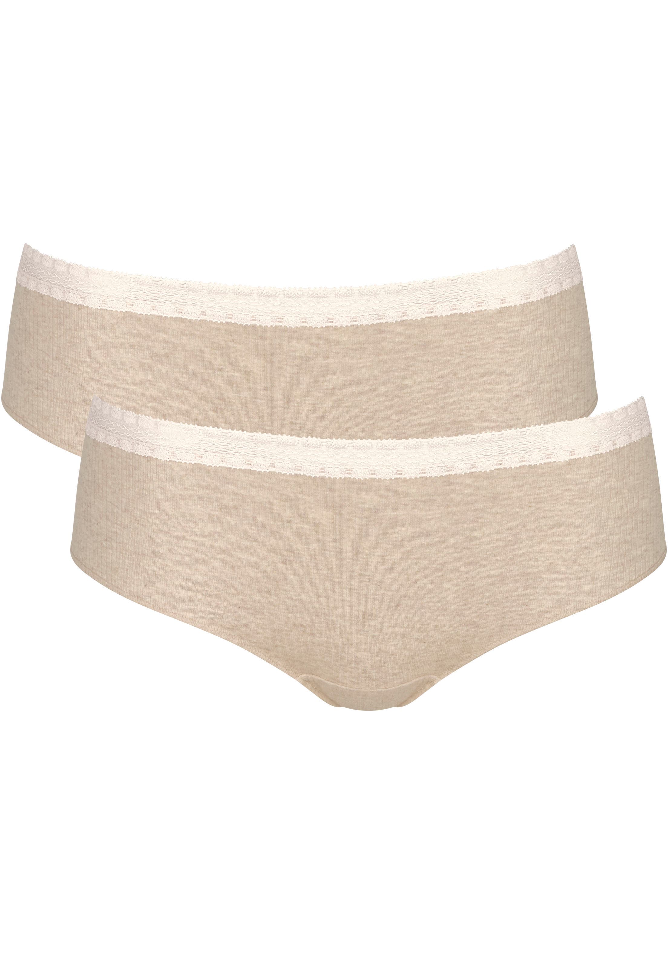 sloggi Slip »GO Ribbed R Hipster C2P«, (2er Pack), weiche Rippware mit Spitzenbesatz