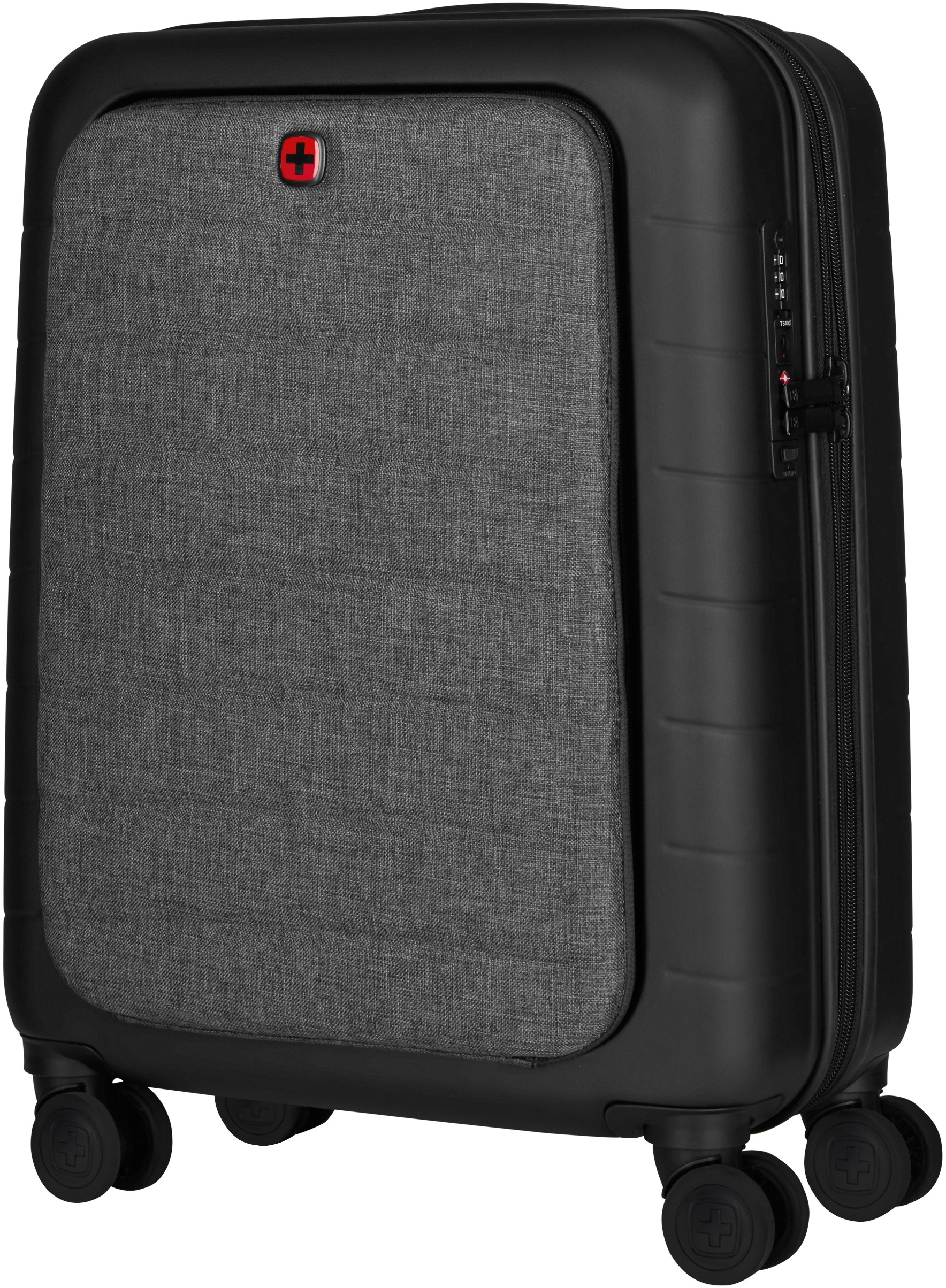 Wenger Business-Trolley »Syntry Carry-On, grau«, 4 Rollen, mit Volumenerweiterung, USB-Schleuse& Frontfach für Laptop und Tablet