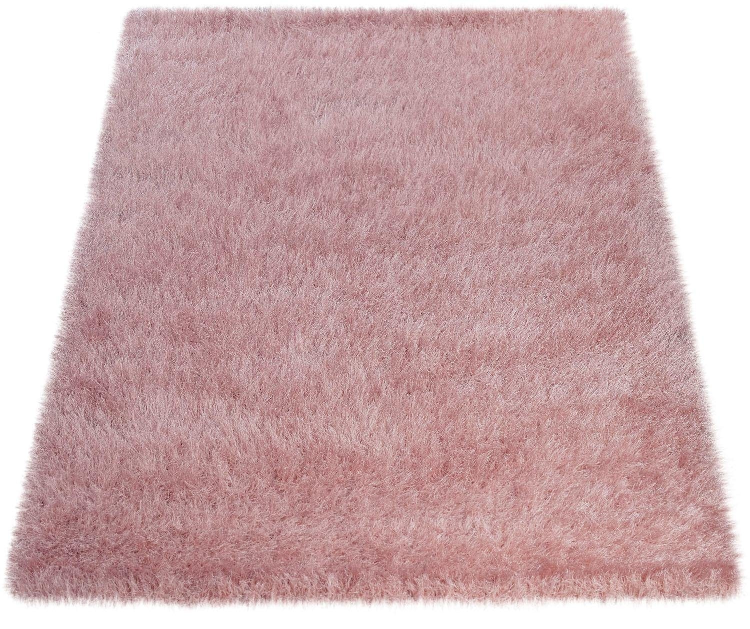 Paco Home Hochflor-Teppich »Glamour 300«, rechteckig, 70 mm Höhe, Uni Farben, mit weichem Glanz Garn, auch als Läufer erhältlich