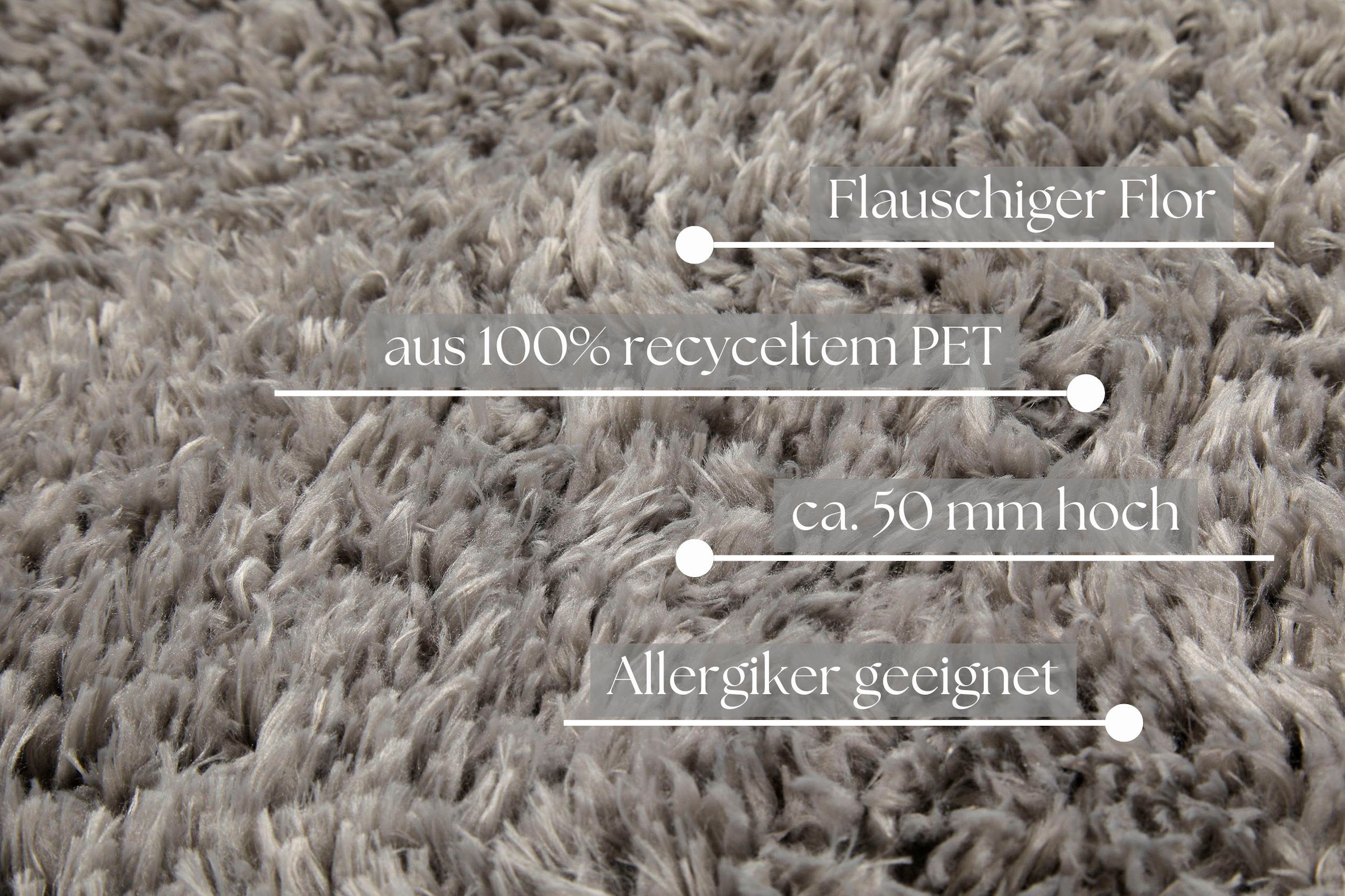 my home Hochflor-Teppich »Josetta«, rund, 50 mm Höhe, Langflor, Shaggy, dichter weicher Hochflor, uni farben, Wohnzimmer