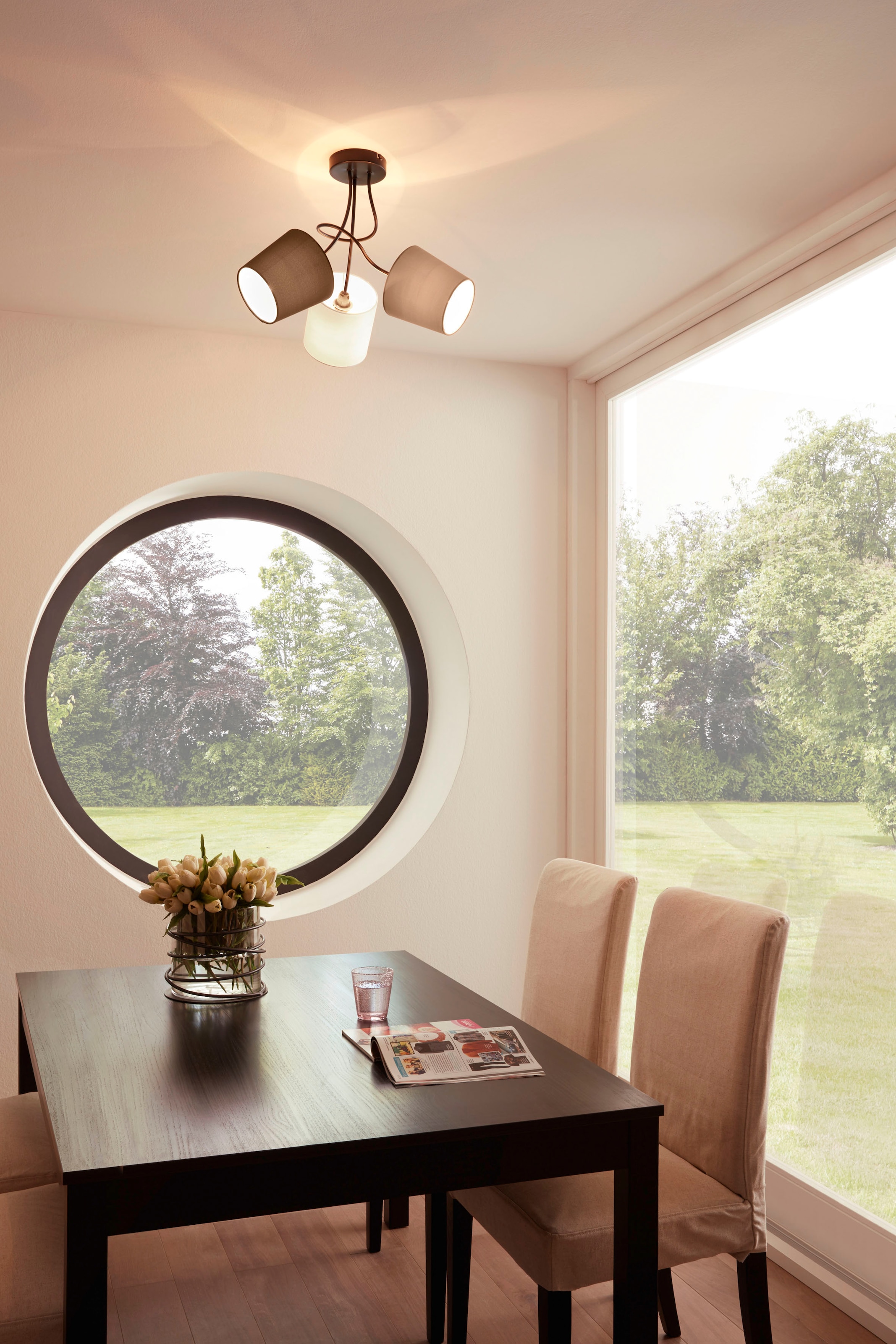 EGLO Deckenleuchte »ALMEIDA« E14 schwarz / Ø59 x H35 cm / Deckenlampe aus Stoff - Textilschirm