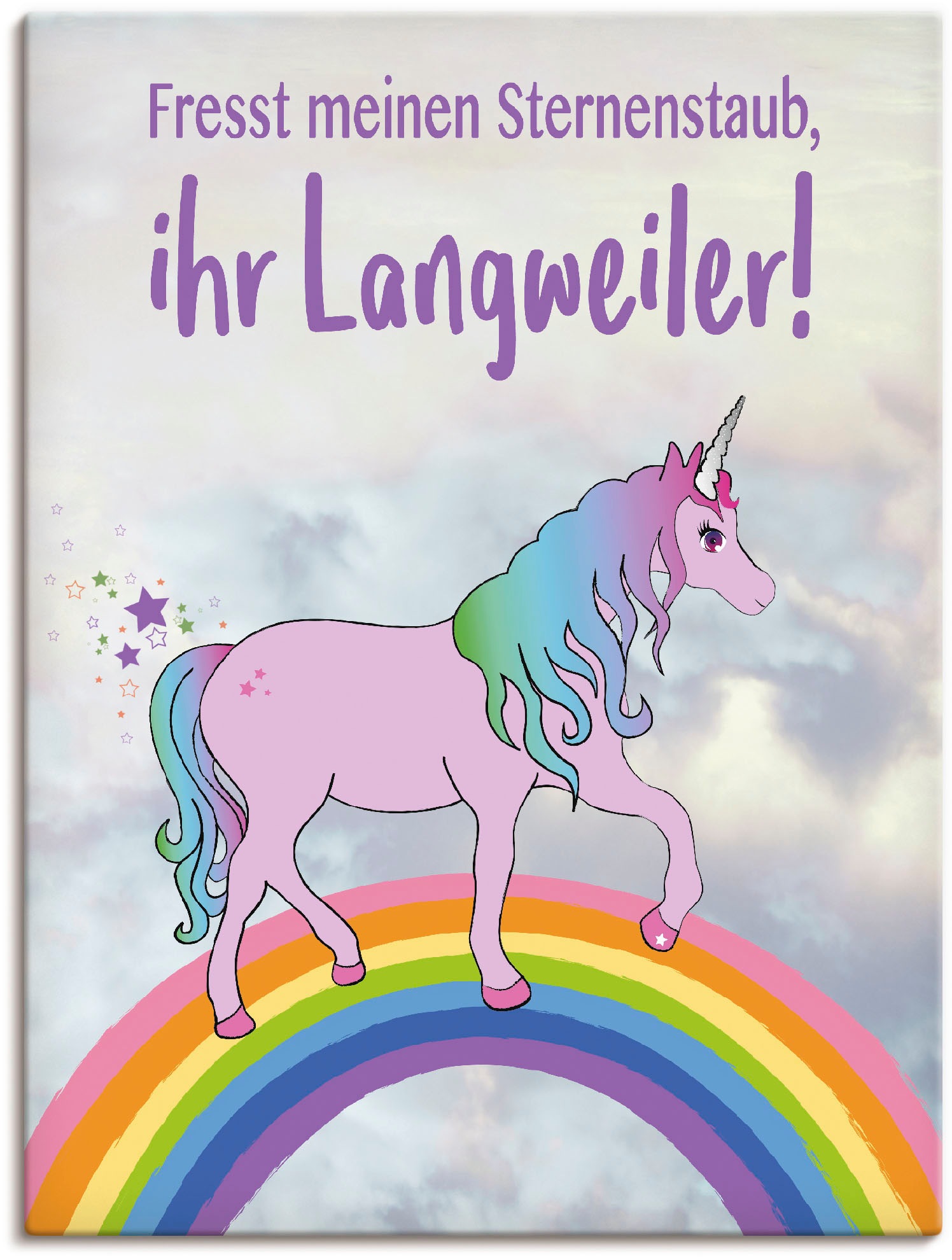 Artland Leinwandbild »Einhorn fresst meinen Sternenstaub«, Animal Fantasy, günstig online kaufen