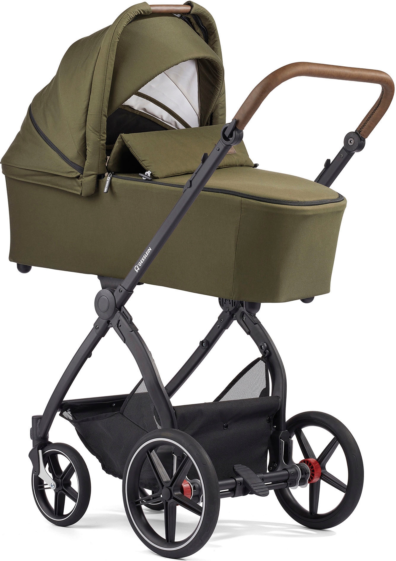 Gesslein Kombi-Kinderwagen »FX4 Soft+ mit Aufsatz Style, moos/tabak«, mit Babywanne C3 und Babyschalenadapter