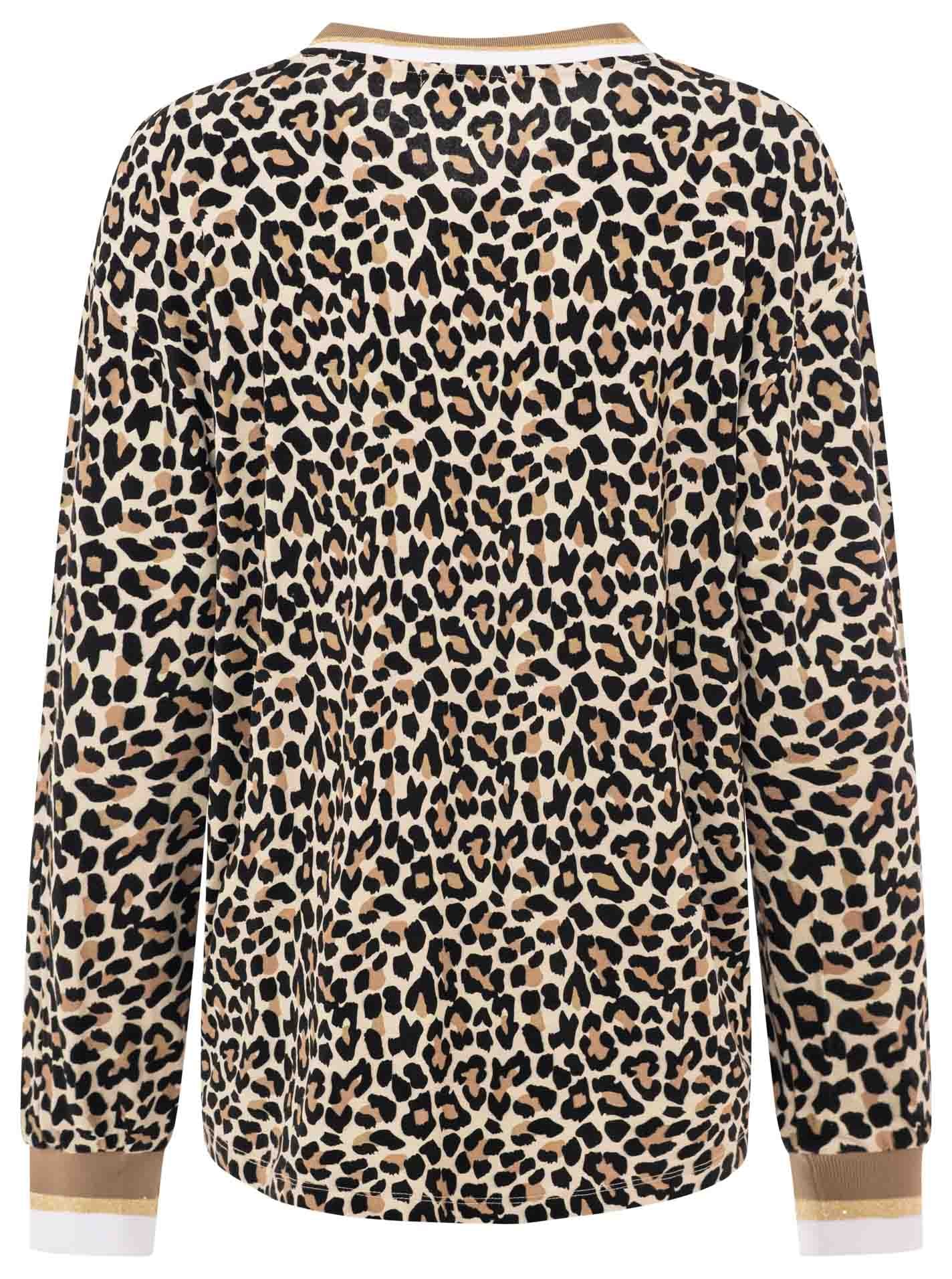 Zwillingsherz Blusenshirt »"Leo"« Leichtes Material, gestreifte Bündchen, Leomuster, V-Neck