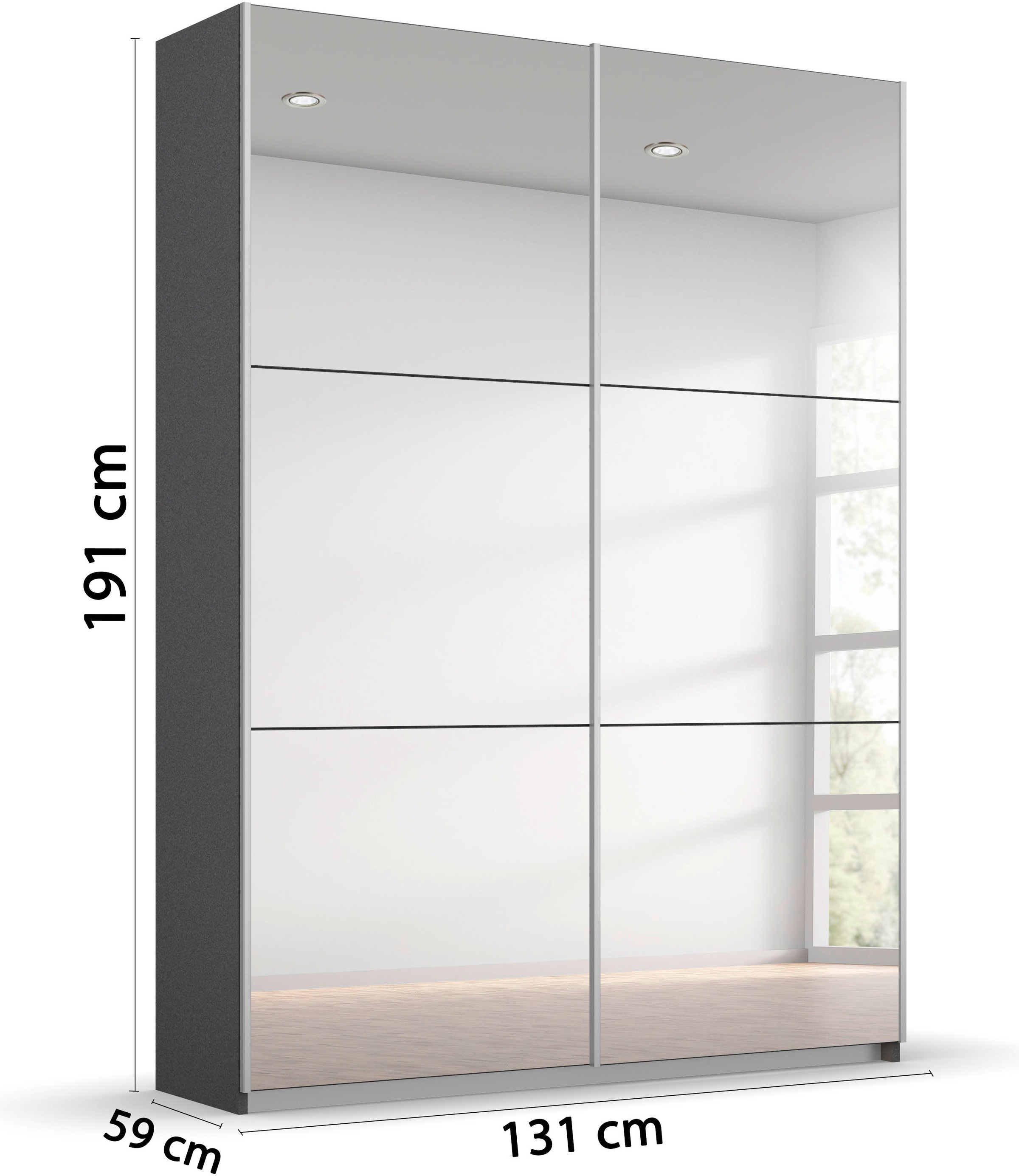 rauch Schwebetürenschrank »Kleiderschrank Schrank Garderobe REFLECT«, inkl. praktischer Innenausstattung mit viel Stauraum MADE IN GERMANY