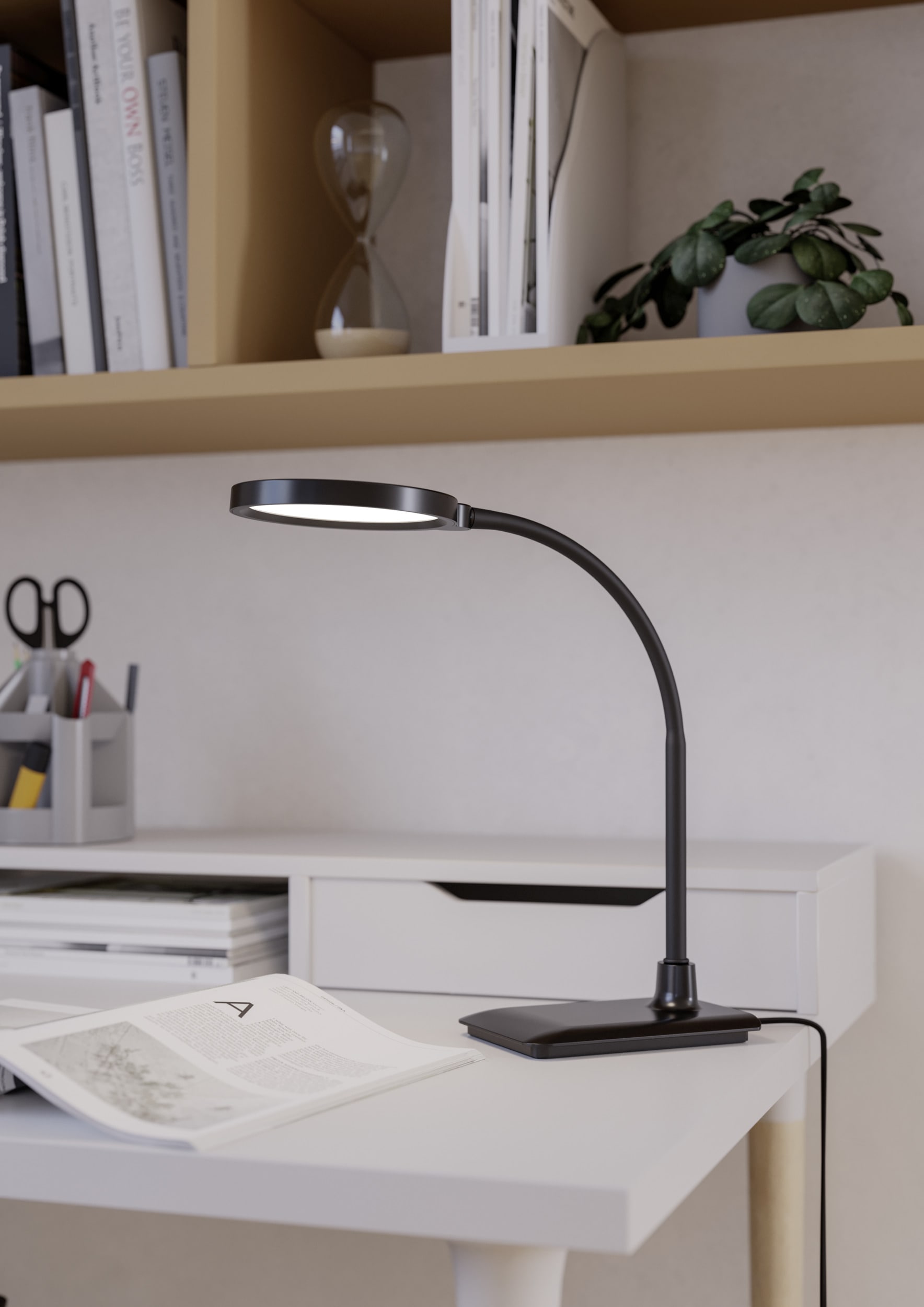 EGLO Tischleuchte »LAURO Tischlampe - Kunststoff - LED - 1X5,5W - IP20« LED-Modul 1 Stk. Kaltweiß | Neutralweiß | Warmweiß Nachttischlampe, Schreibtischleuchte, Leselampe, L33,5 x B14 x H36 cm