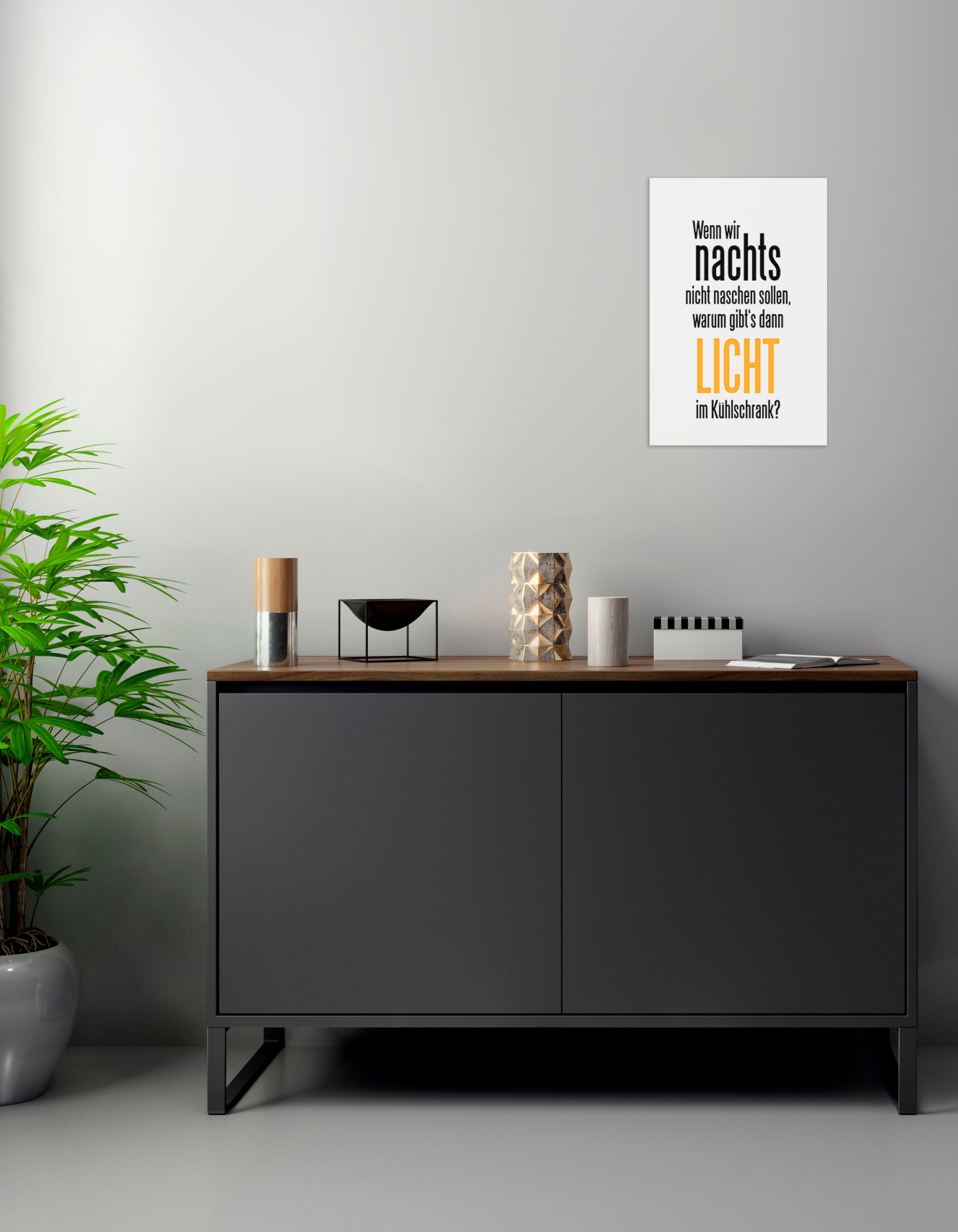 queence Wanddekoobjekt »Naschen und Licht im Kühlschrank«, Stahlschild, Blechschild, Spruch, Witzig, Wanddeko, retro, 20x30cm