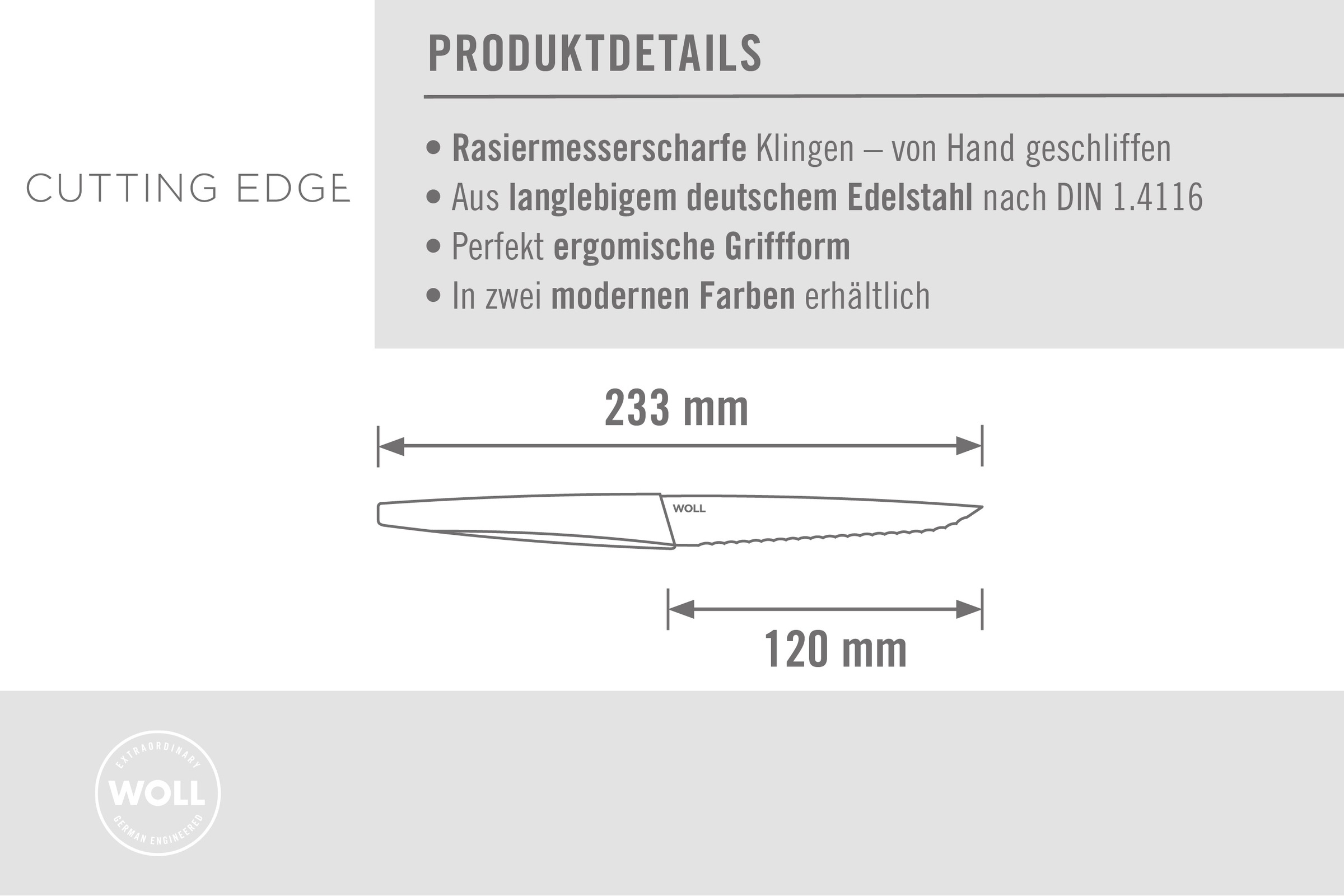 WOLL Steakmesser »Cutting Edge« aus deutschem Edelstahl gemäß DIN 1.4116