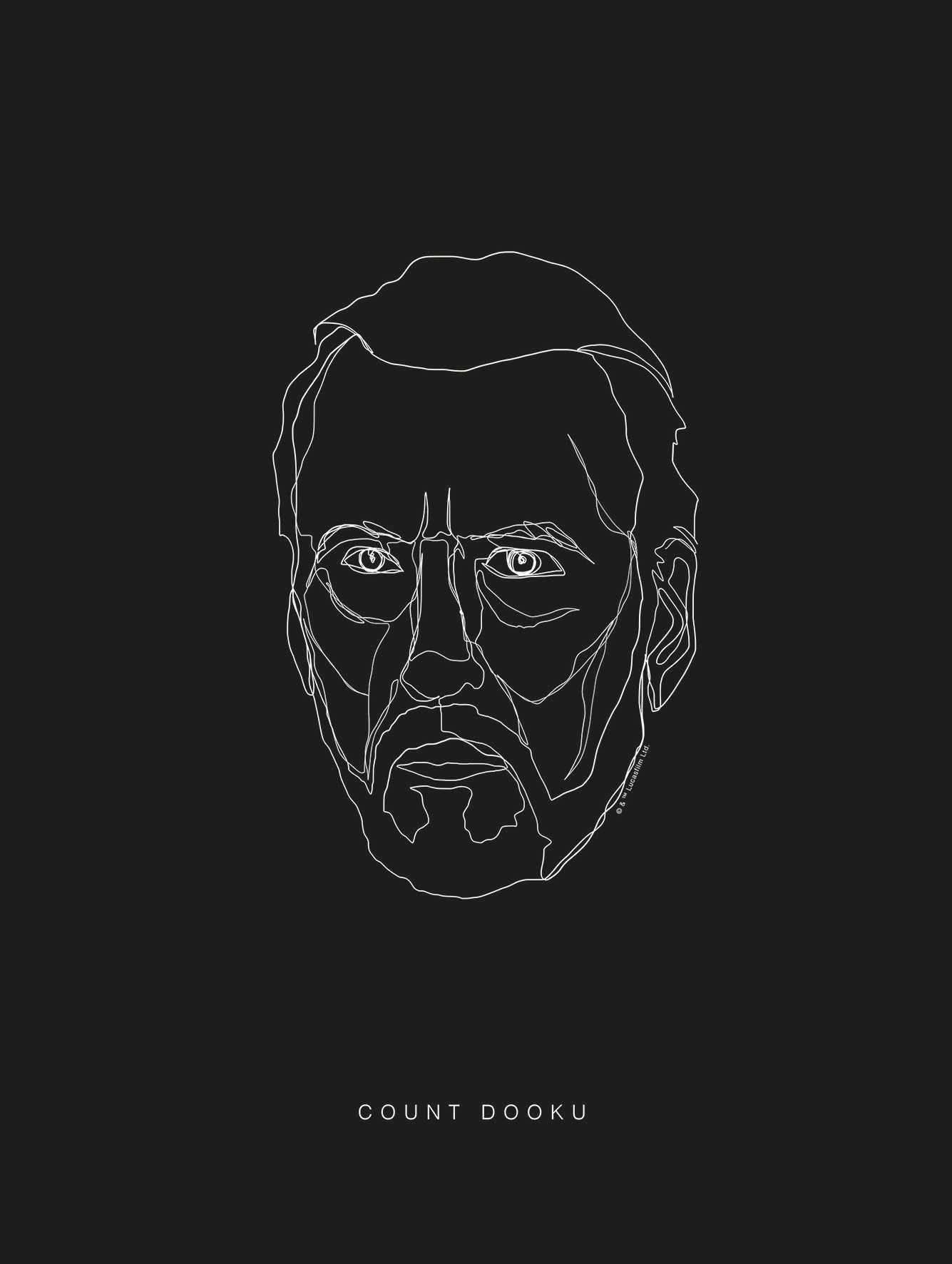Bild KOMAR "Star Wars Lines Dark Side Dooku", schwarz-weiß (farbe bild(er): schwarz, weiß), B:30cm H:40cm