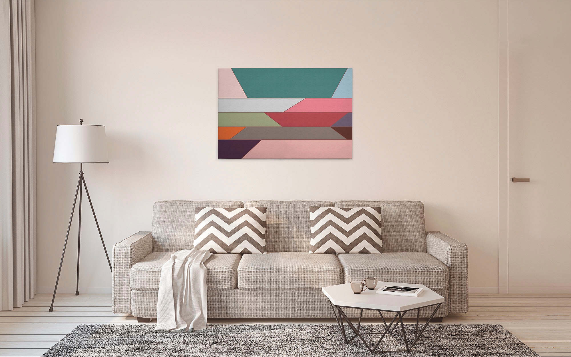 A.S. Création Leinwandbild »geometry«, Kunst-Abstrakt-Kinder, (1 St.), Keilrahmen Farben Bunt Grafisch Abstrakt Leinwand-Bild Wohnzimmer Wand