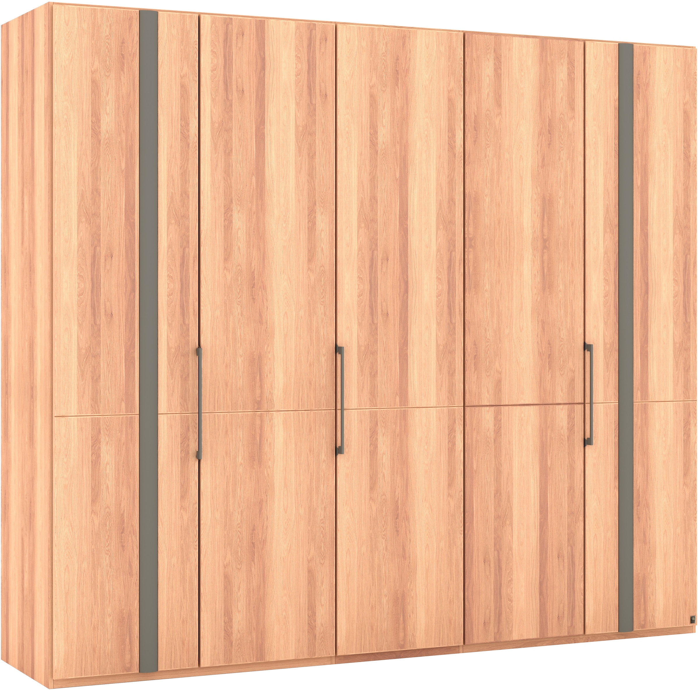 Musterring Drehtürenschrank »Sorrent, Kleiderschrank«, (mit Türdämpfern, in 5 Breiten & 2 Höhen, extra Böden, MADE IN GERMANY), Türen in Eiche massiv mit Absetzung in Schiefer, verschiedene Maße