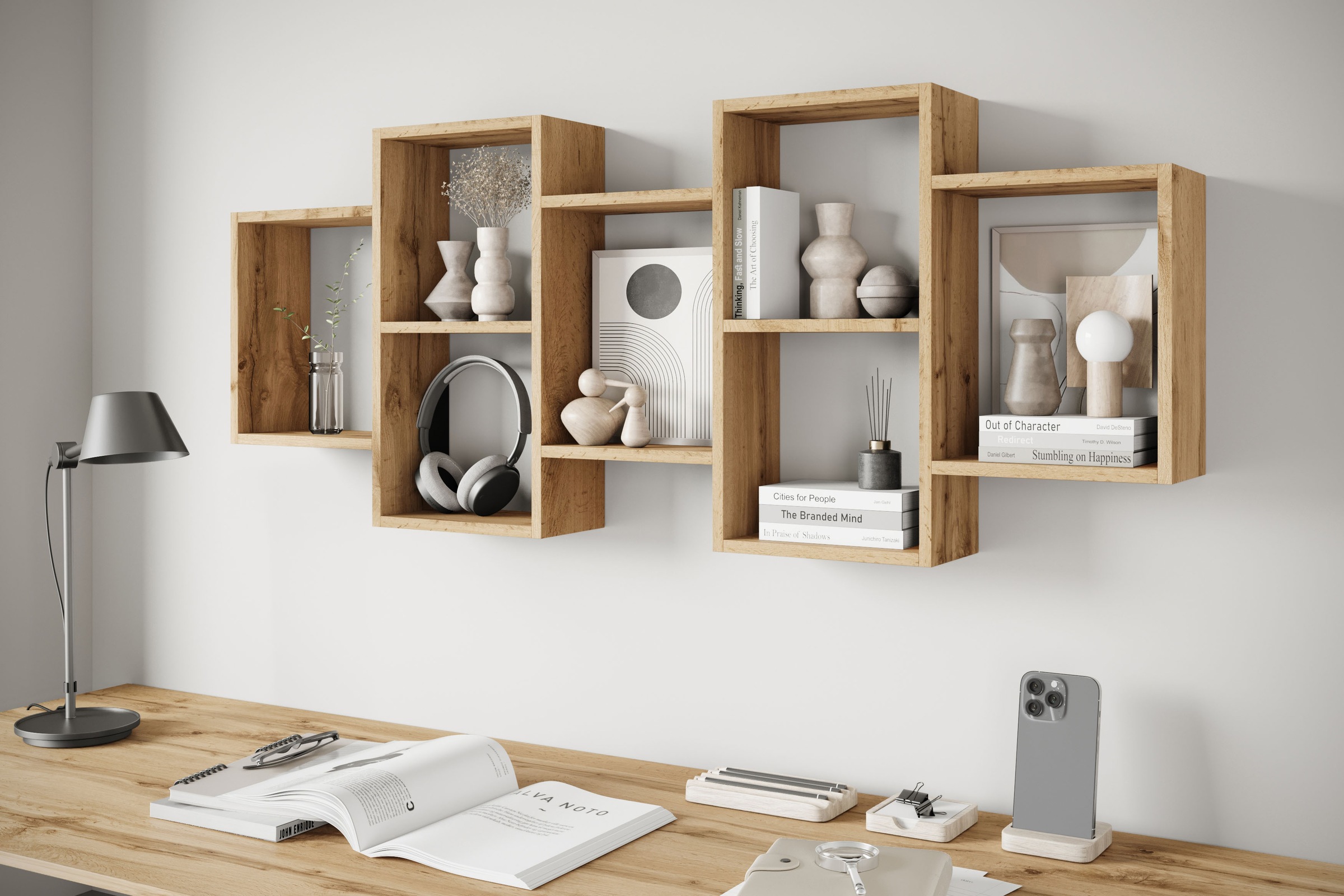 INOSIGN Wandboard »Wandregal Trio 001«, (1 St.), Stell- oder Hängeregal, 10 offene Fächer, flexibel montierbar