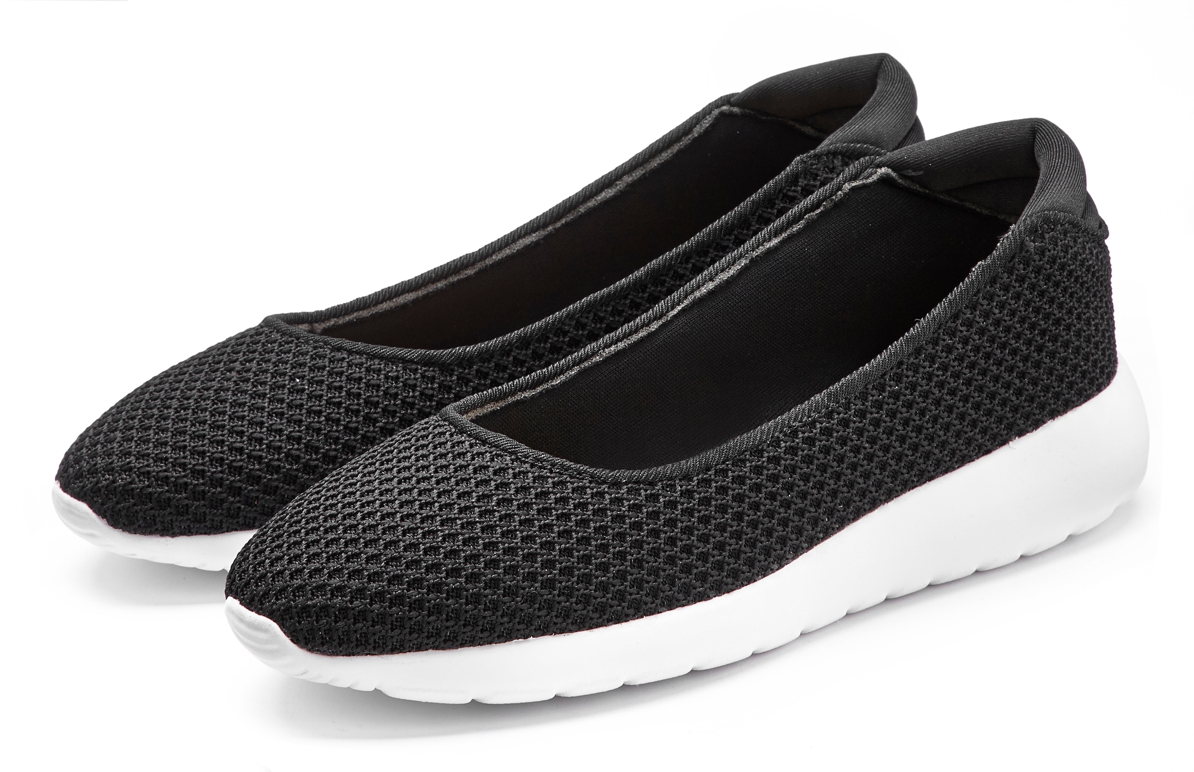 LASCANA Ballerina »Freizeitschuh, Slipper, Halbschuh,«, zum Reinschlüpfen, leichte Mesh-Optik VEGAN