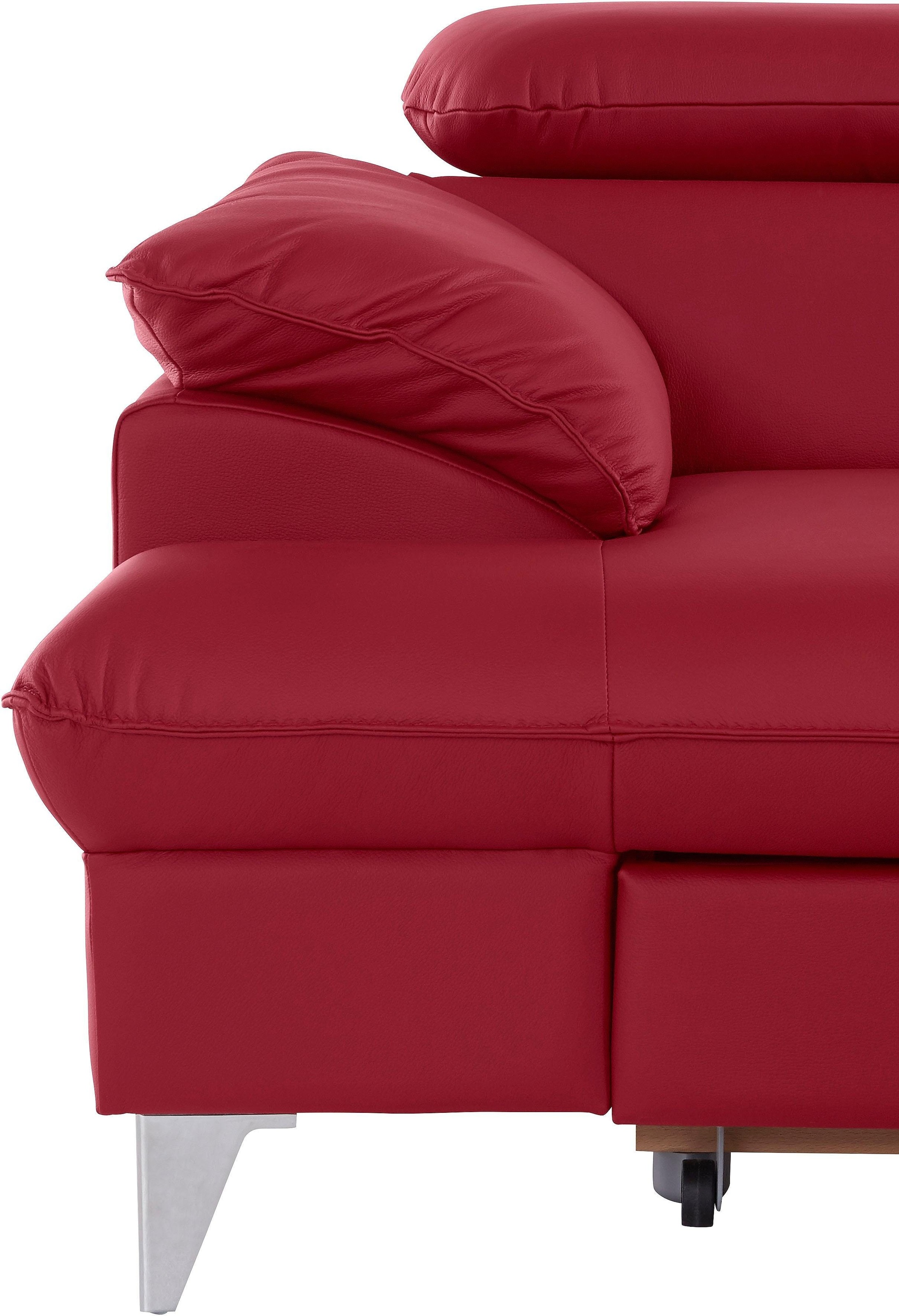 COTTA Polstergarnitur »Caluso L-Form«, Set bestehend aus: Ecksofa mit Kopfteilverstellung & Hocker