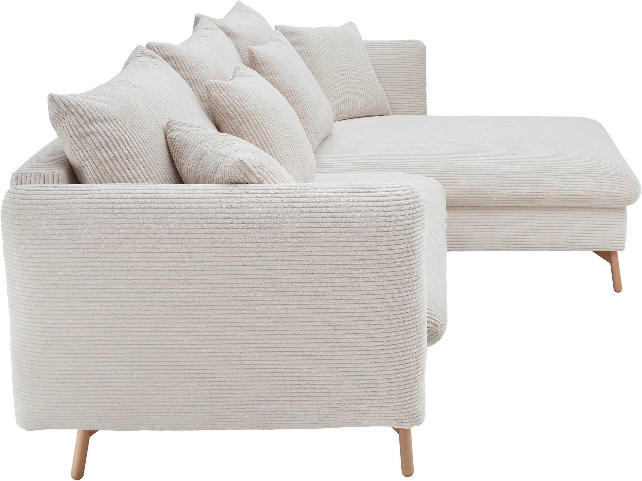 andas Ecksofa »MERLE, 258 cm, L-Form, traumhafter Cord,«, mit Bettfunktion und Bettkasten, Liegefläche 224 x 139