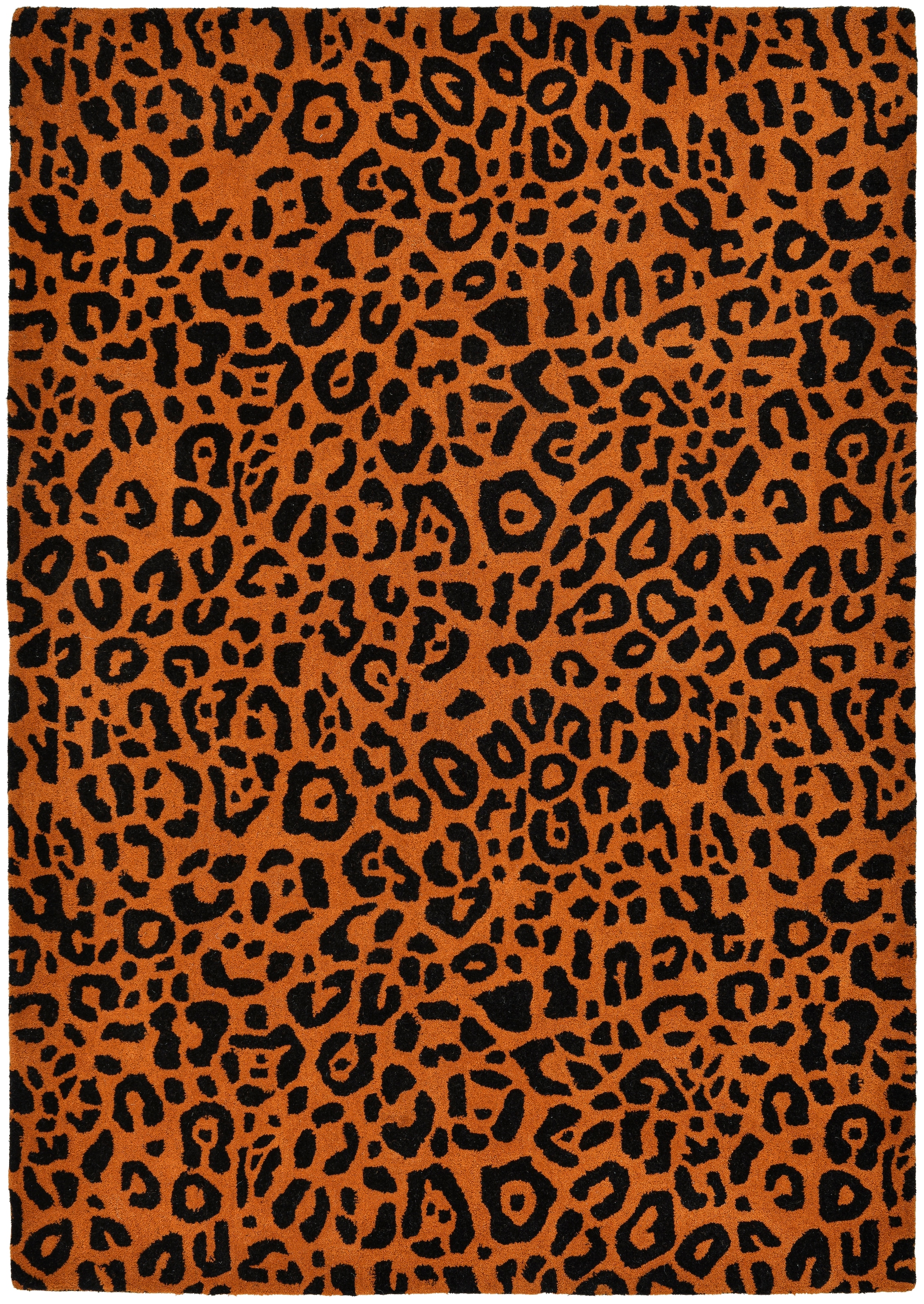 OTTO home Wollteppich »Gabbo Leo, Leopardenmuster, handgearbeitet« rechteckig 14 mm Höhe reine Wolle, Uni, Wohnzimmer, Schlafzimmer, Esszimmer