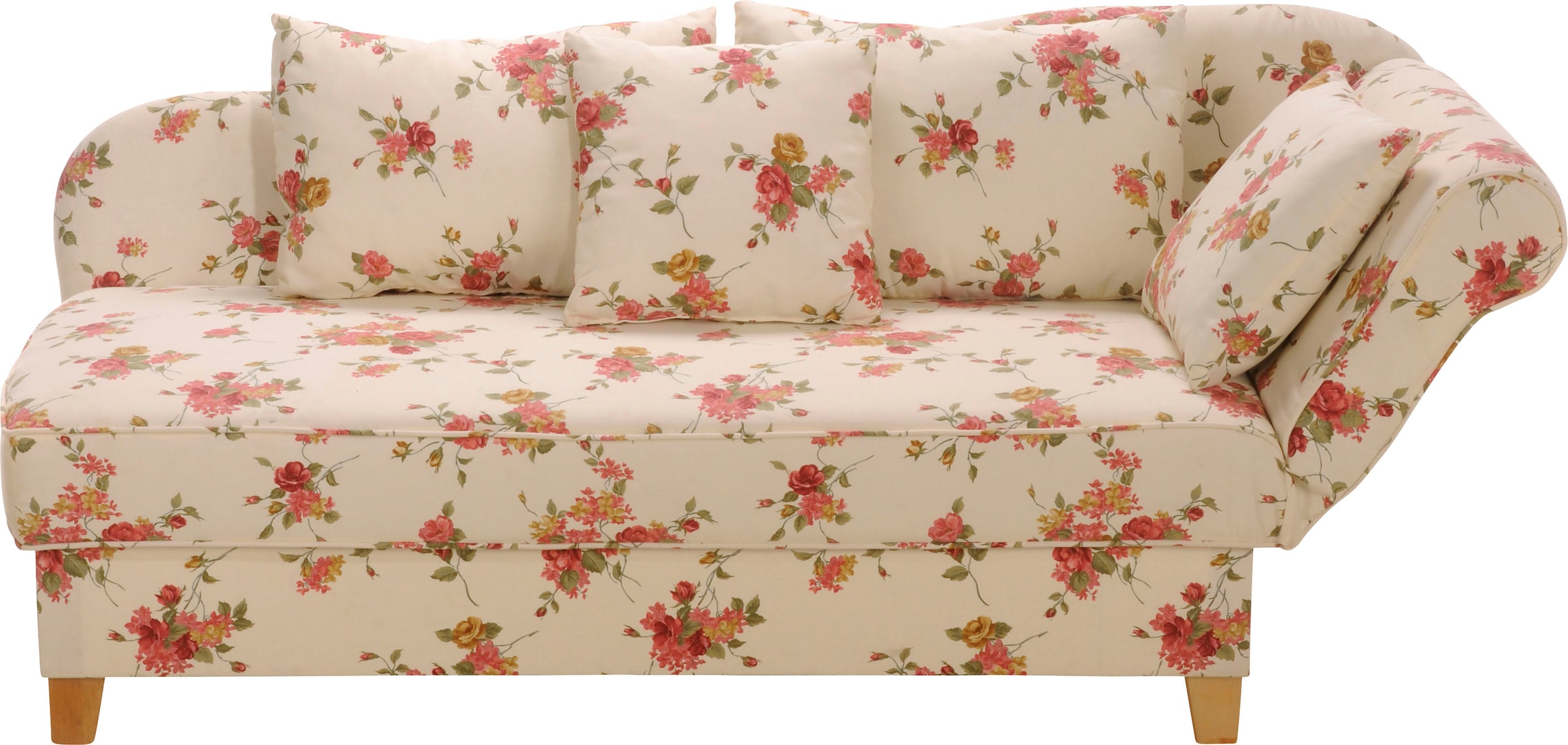 Max Winzer® Recamiere »Saturn«, Armlehne links oder rechts, mit Blumenmuster, inkusive 4 Kissen