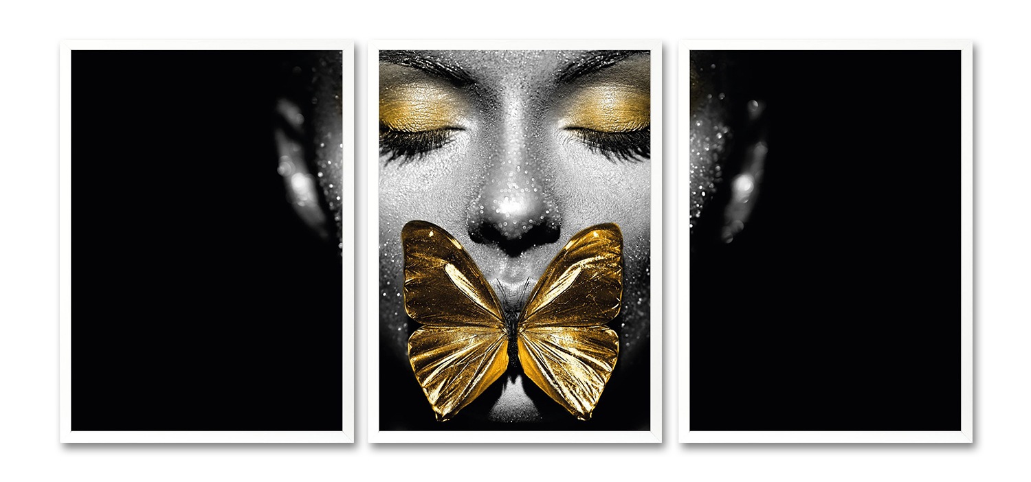 Leonique Bild mit Rahmen »Gesicht Schmetterling Gold - Gerahmter Digitaldru günstig online kaufen