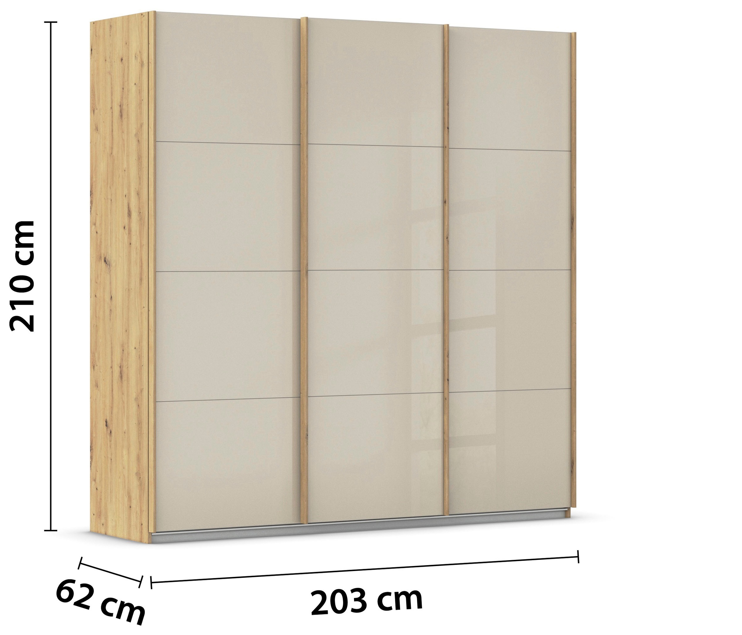 OTTO home Kleiderschrank »Mehrzweckschrank Aktenschrank Möbel Mietswohnung Schlafzimmer KOLUNA« 3 Ausstattungen BASIC/CLASSIC/PREMIUM (inkl. SOFT-CLOSE-FUNKTION),  Breiten 203/271/315/360 cm Höhen 210/229 Glas-Front MADE IN GERMANY