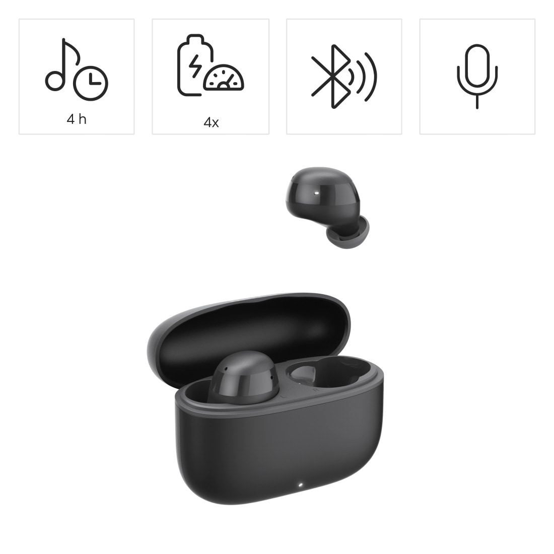 Hama Bluetooth-Kopfhörer »True Wireless Kopfhörer In Ear, Ladecase, bis 20h Akku, Bass Boost« A2DP Bluetooth | AVRCP Bluetooth | HFP | SPP Sprachsteuerung | True Wireless | kompatibel mit Siri