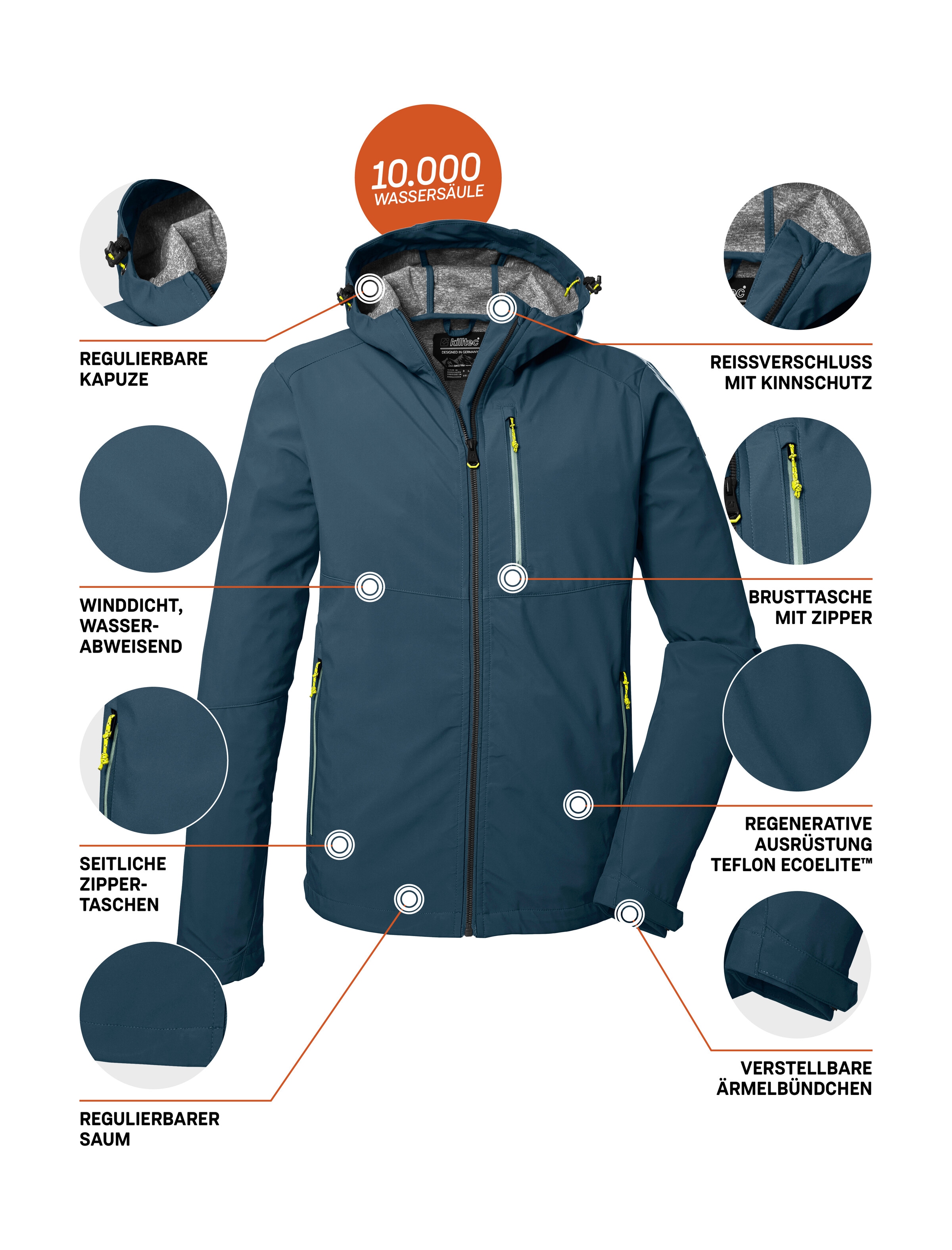 Killtec Softshelljacke »KOS 259 MN SFTSHLL JCKT« Wasserabweisende Softshelljacke mit verstellbarer Kapuze