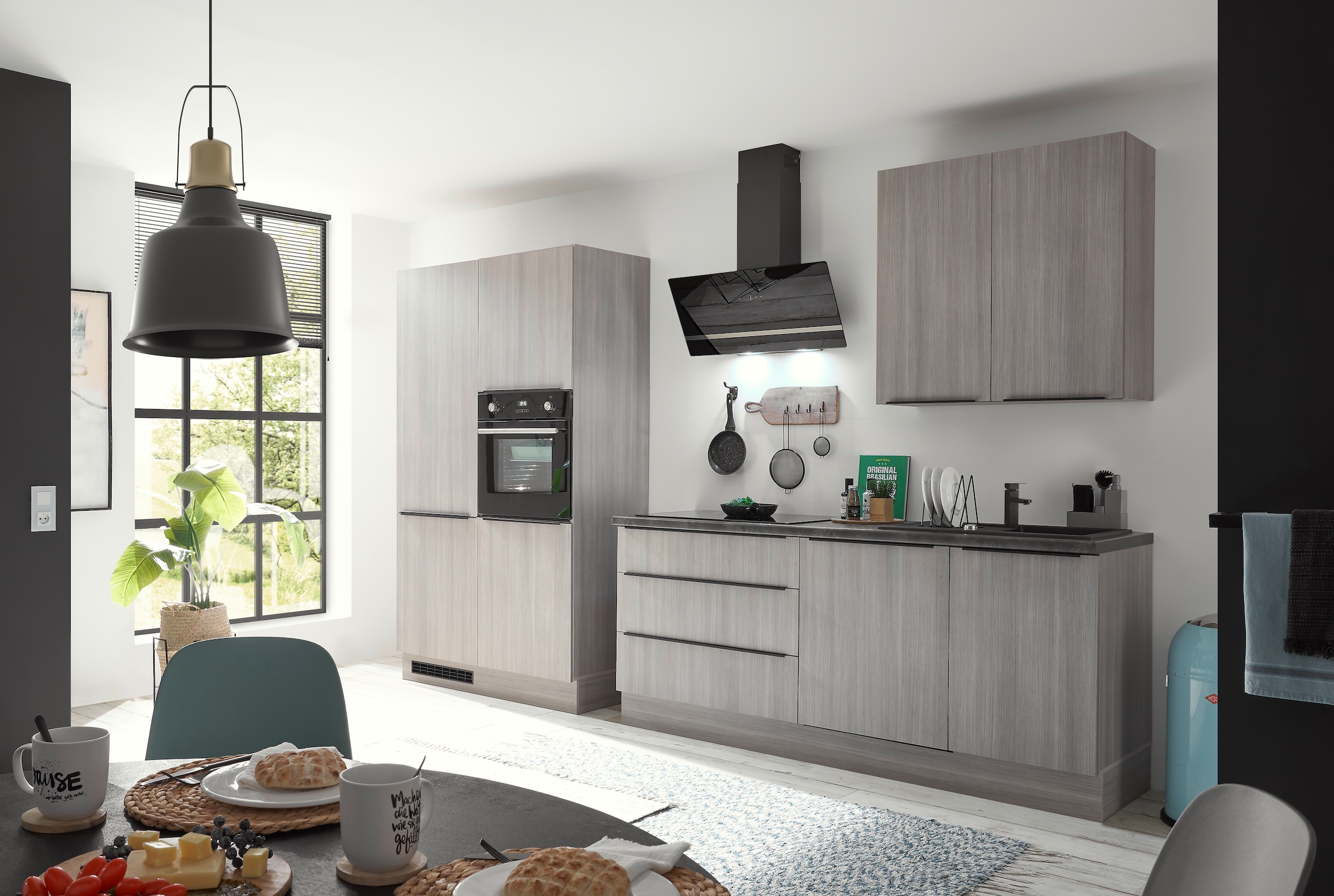 BASIC by Balculina Küchenzeile »Landzeit BxHxT 320x240x60 cm«, Breite 320cm, wahlweise mit E-Geräten, Softclose, Metallschubkasten