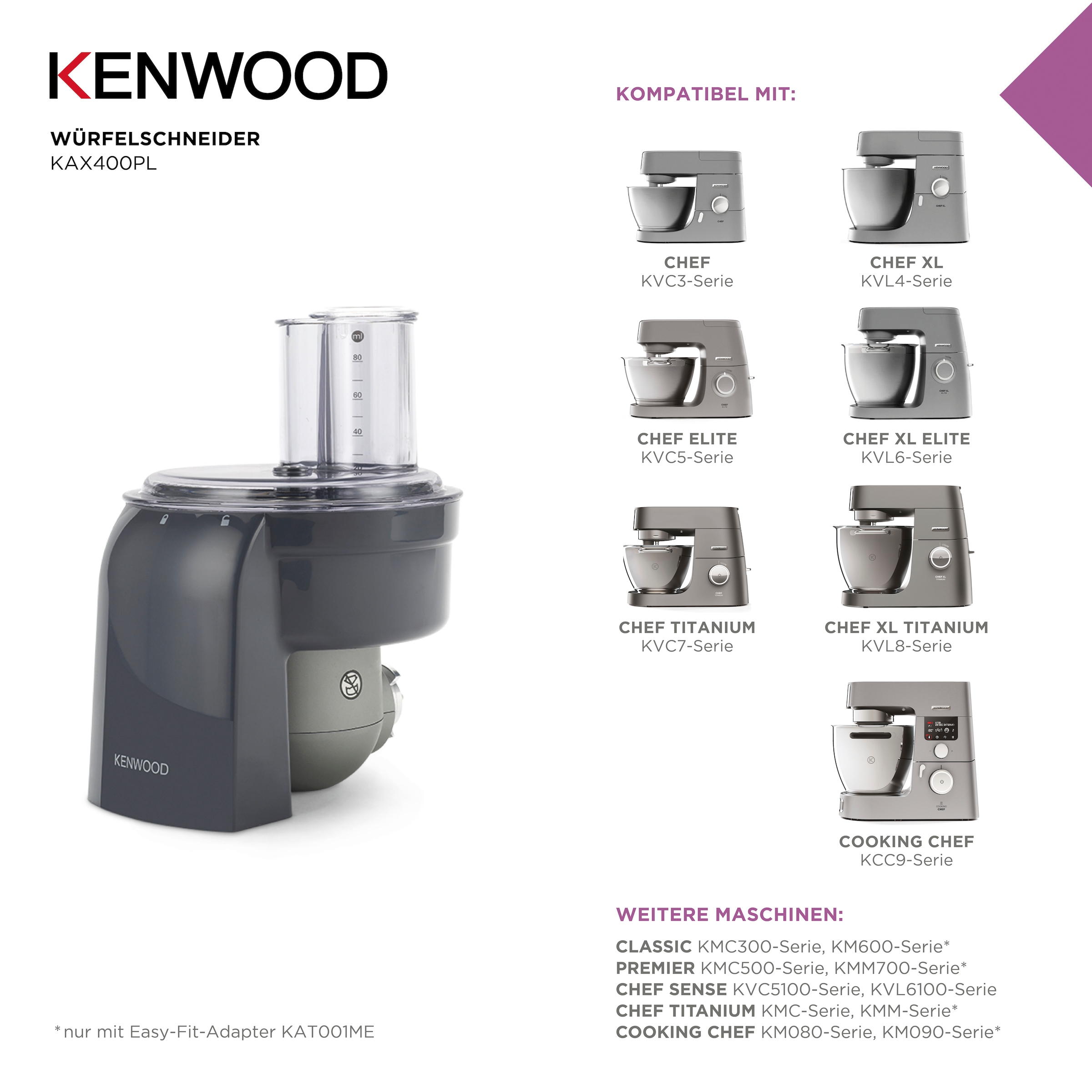 KENWOOD Würfelschneideraufsatz »KAX400PL«