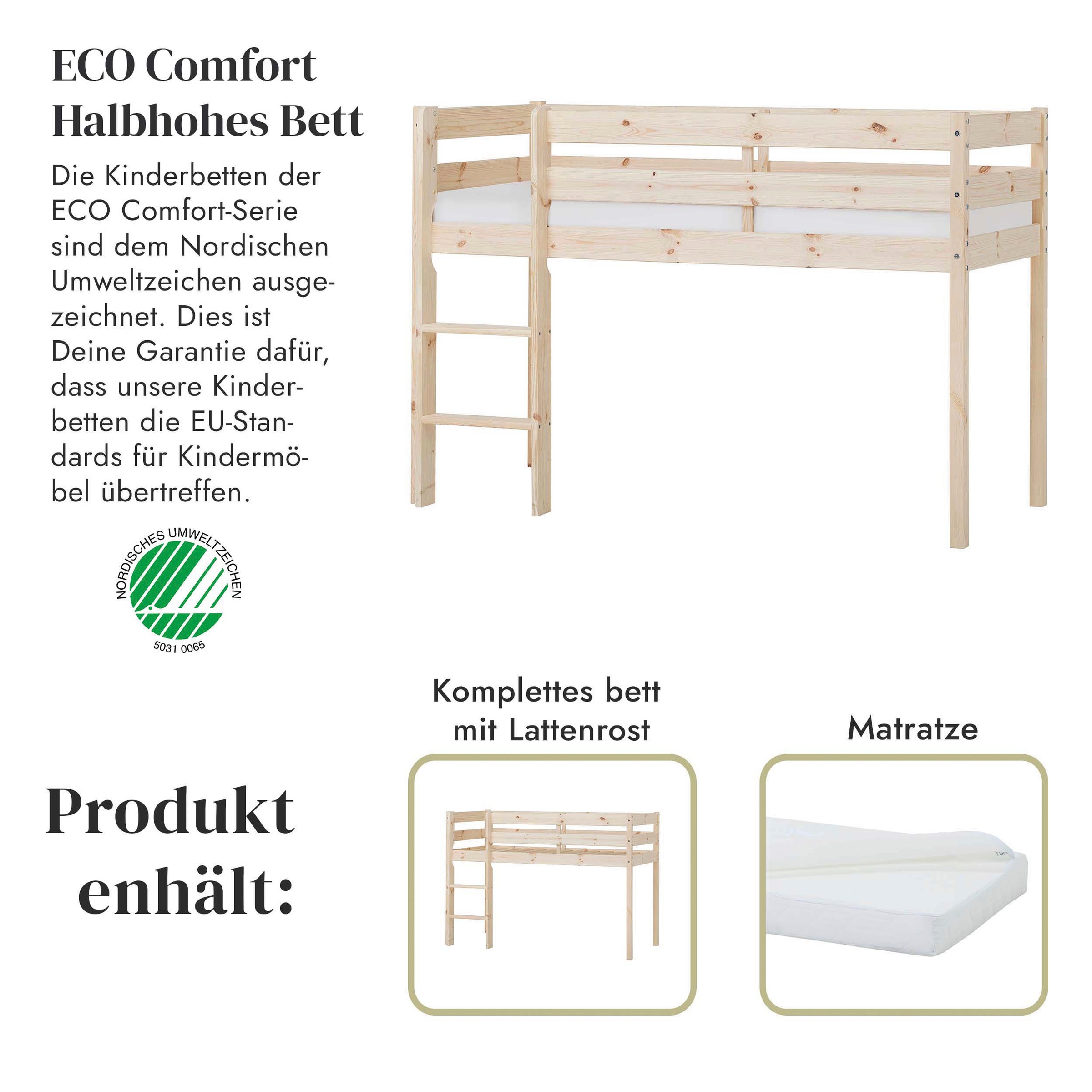 Hoppekids Spielbett »ECO COMFORT, Hochbett, in 2 Einzelbetten teilbar«, Höhe 72cm, Farbe & Größe & Matratze